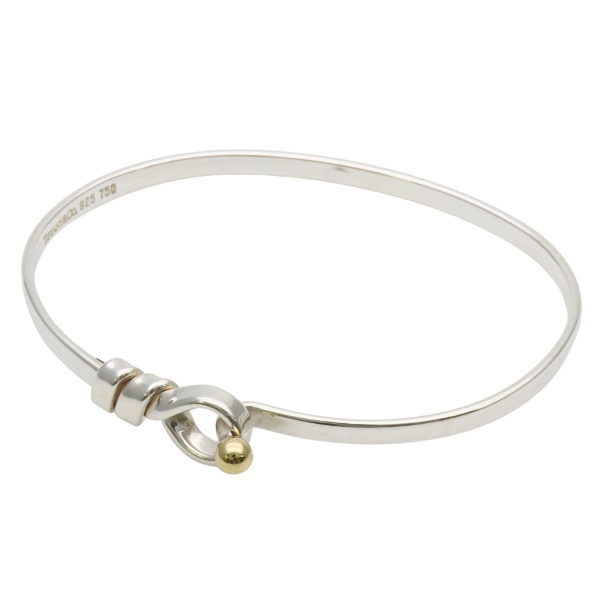 Tiffany & Co. Hook Eye Bracelet, Sterling Silver 925 18K Yellow Gold Bangle, Women\'s.