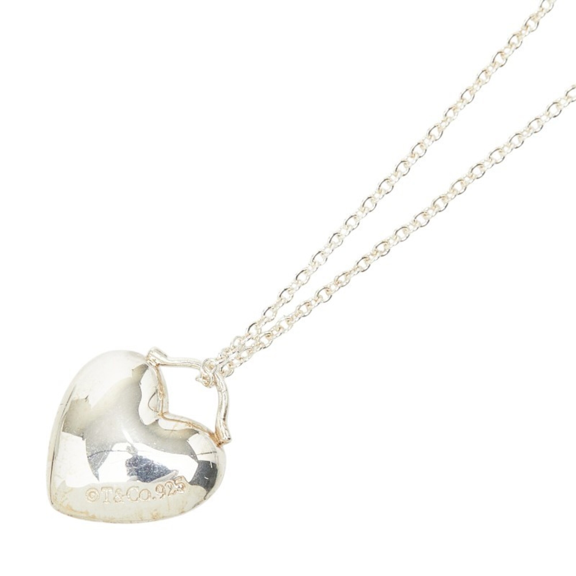 Tiffany & Co. Heart Motif Chain Pendant Necklace, SV925 Silver, Women\'s.