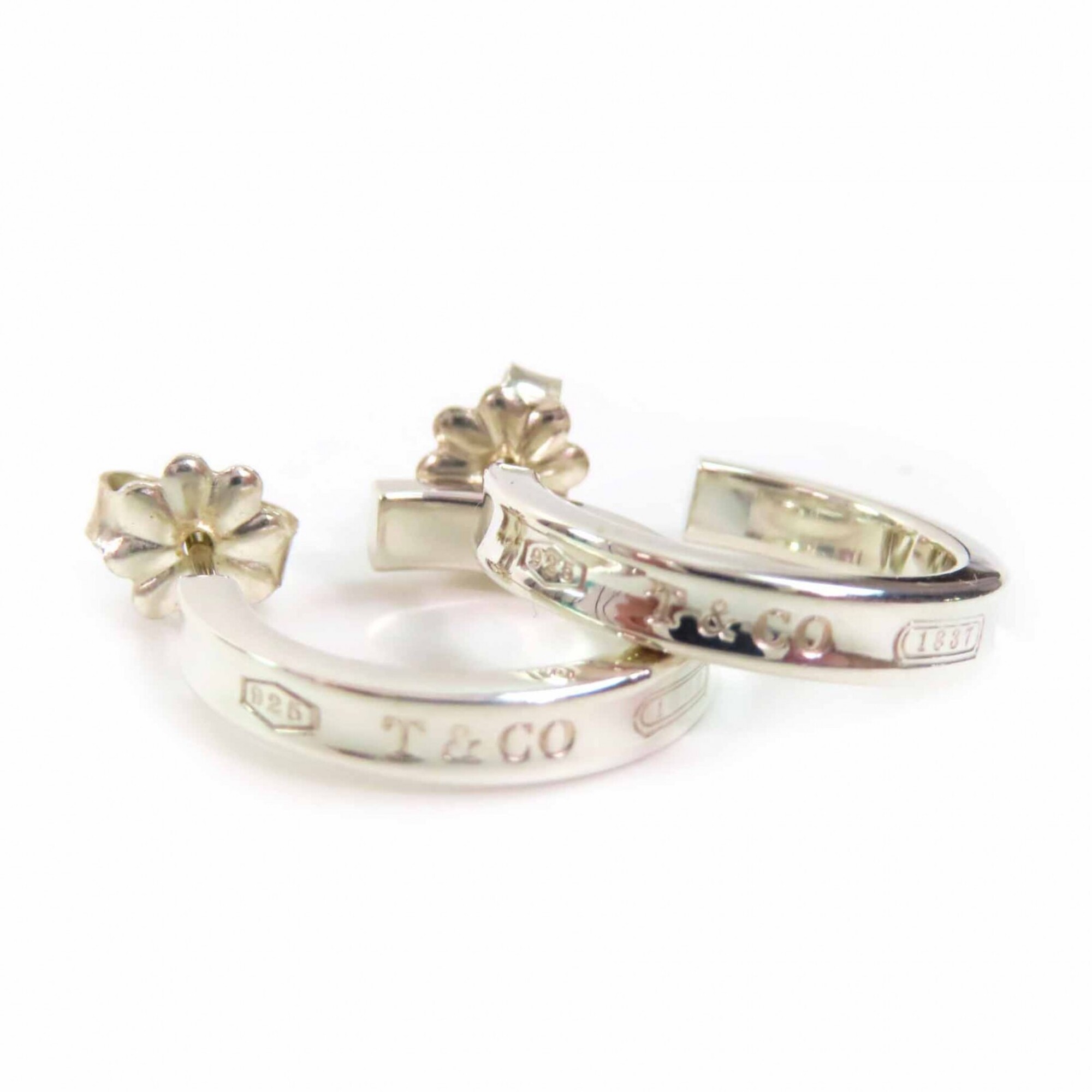 TIFFANY&Co. Tiffany 1837 Narrow Hoop Earrings, SV925 Silver, with Box and Dust Bag, Weight 4.4g, Wom