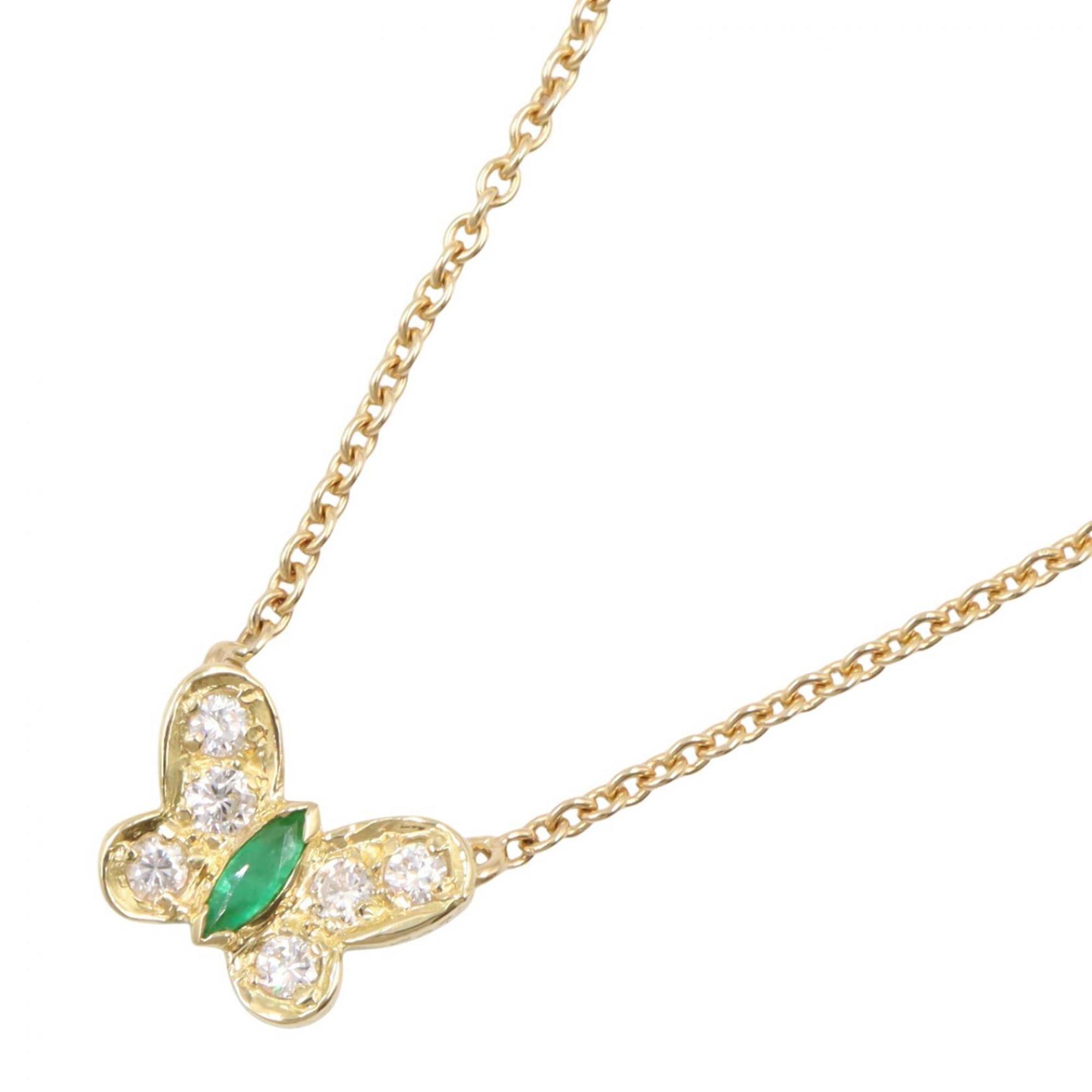 Van Cleef & Arpels Emerald Papillon Necklace, 18K Yellow Gold with Diamonds and Emeralds, Women\'s,
