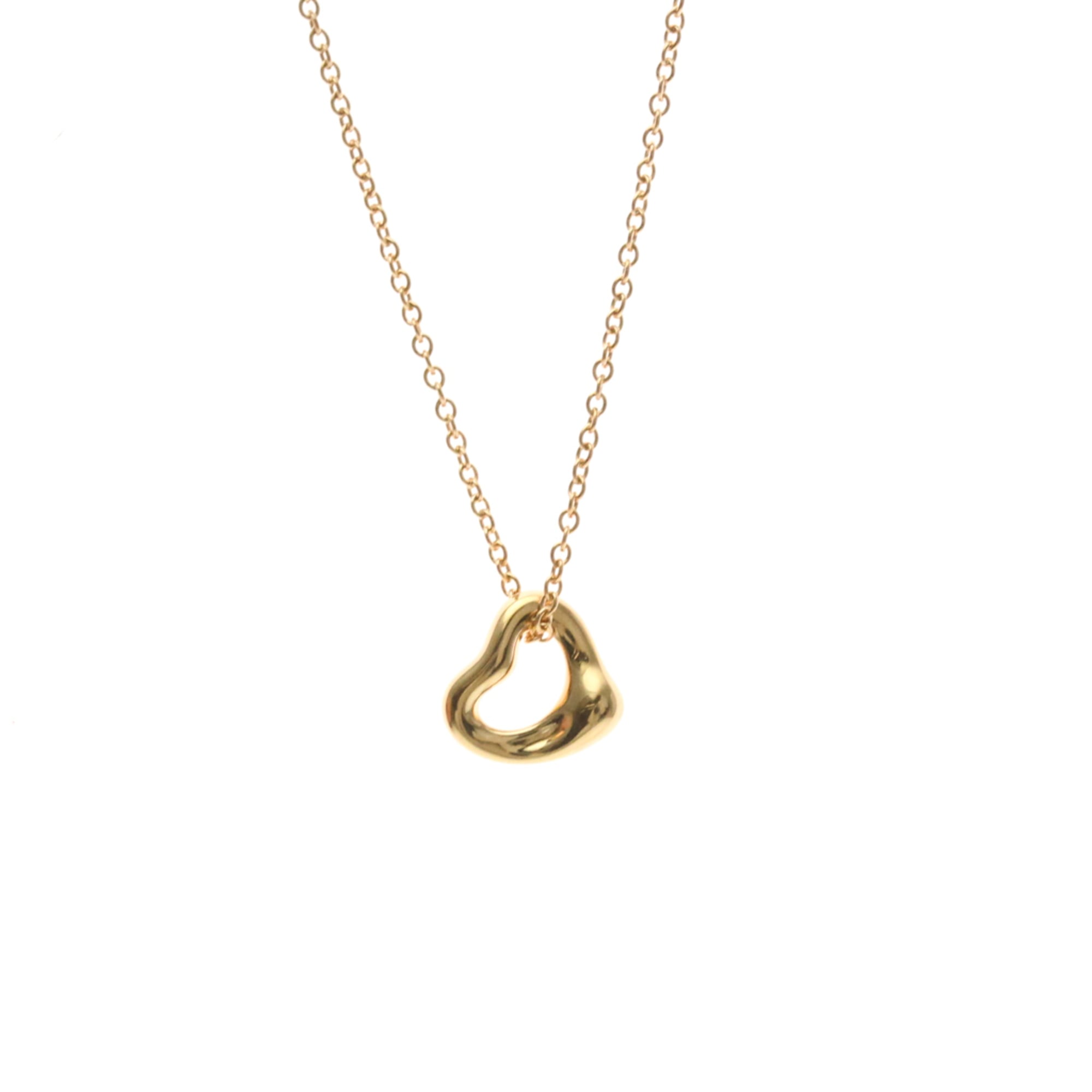 Tiffany Open Heart Extra Mini Necklace Pink Gold (18K) No Stone Women,Men Fashion Pendant Necklace (