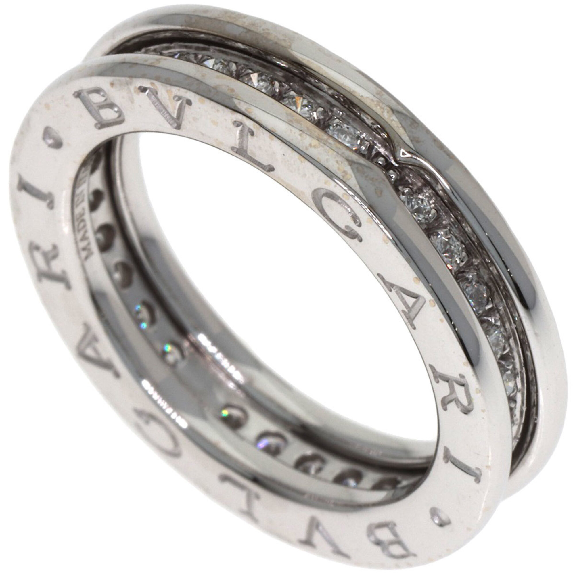 Bvlgari Bulgari B-zero1 1-band diamond ring, size XS, #50, 18K white gold, women\'s ring.