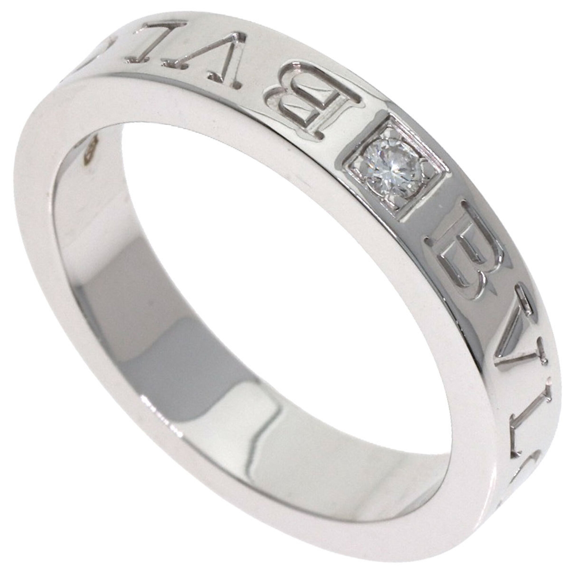 Bulgari Double Logo Diamond Ring, 18K White Gold, Women\'s BVLGARI