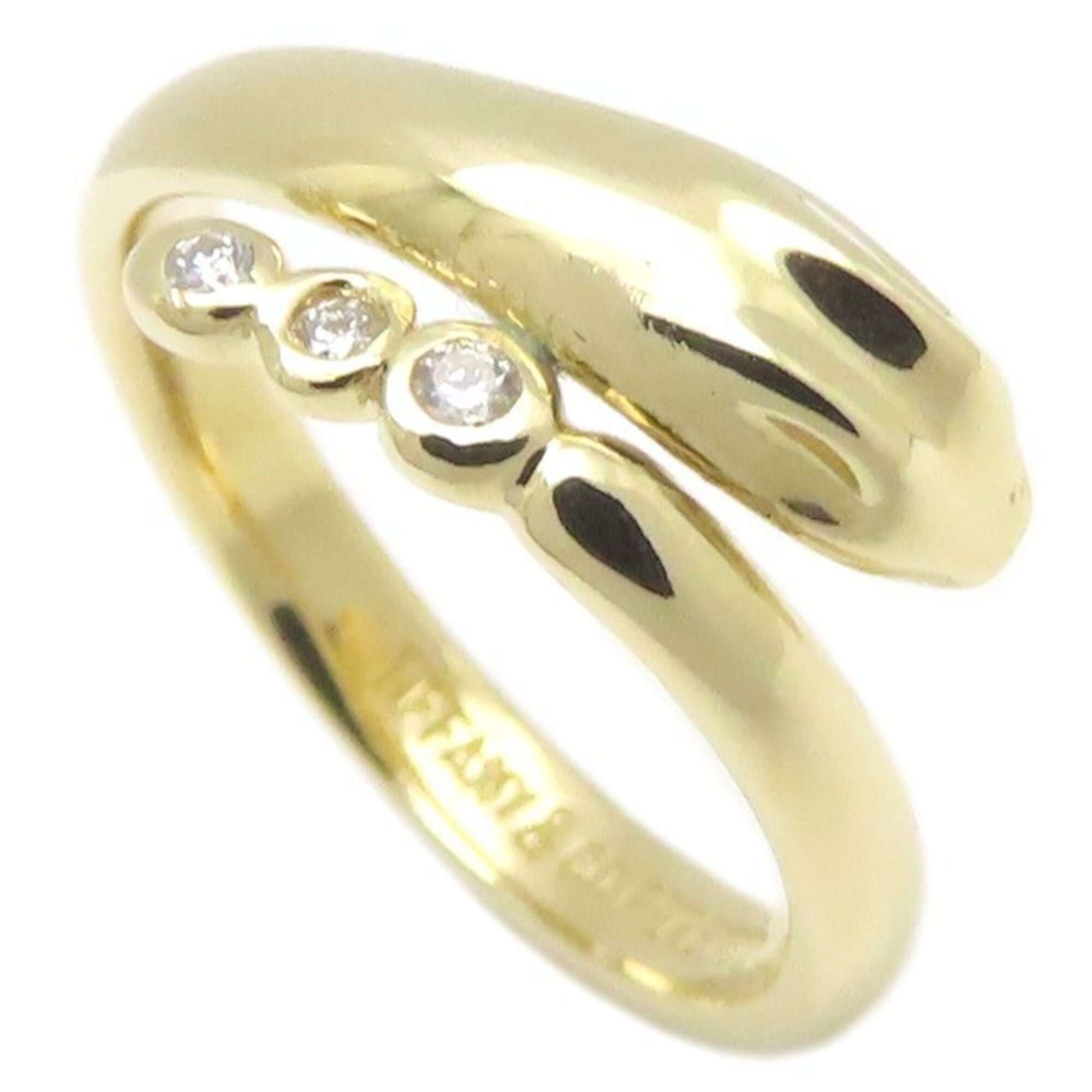 TIFFANY&Co. Tiffany Snake Ring, 3-Diamond Design, Elsa Peretti, 18K Yellow Gold, Women\'s, 295259