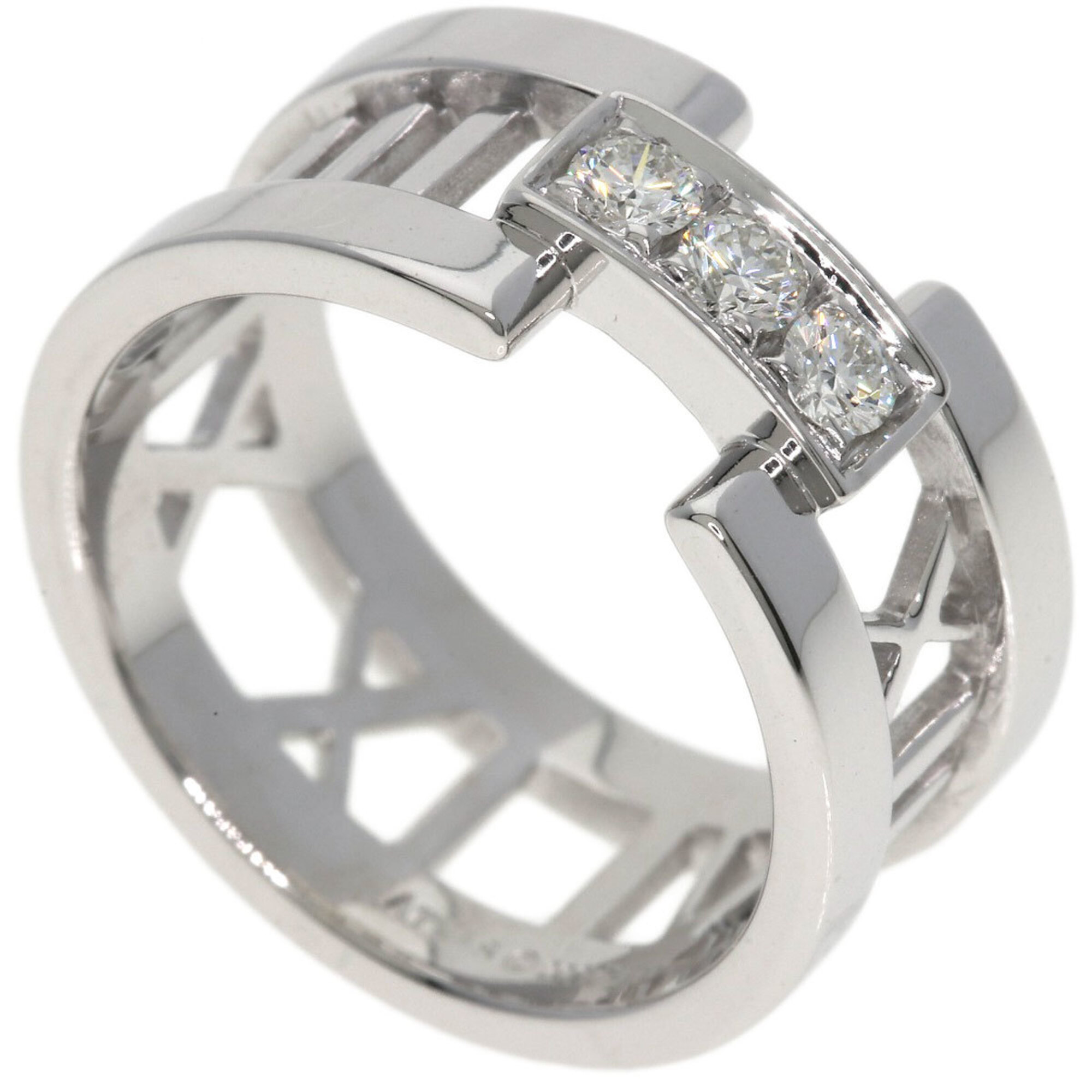 Tiffany & Co. Atlas 3-Diamond Ring, 18K White Gold, Women\'s.