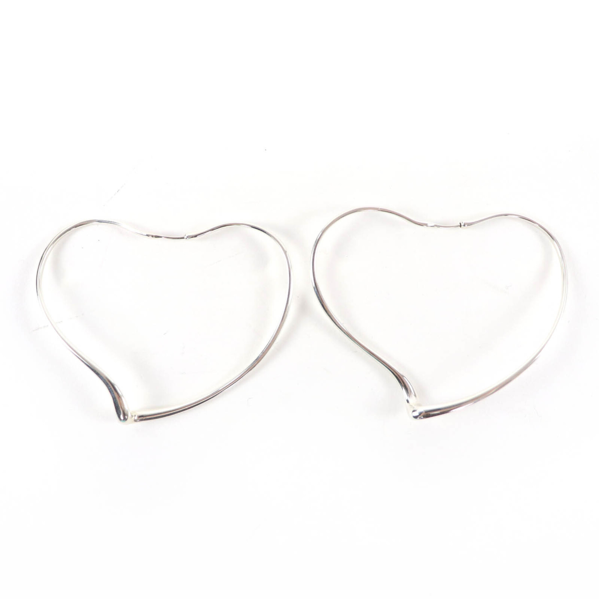 TIFFANY&Co. Tiffany & Co. Elsa Peretti Open Heart Large Hoop Earrings, AG925 Sterling Silver, with B