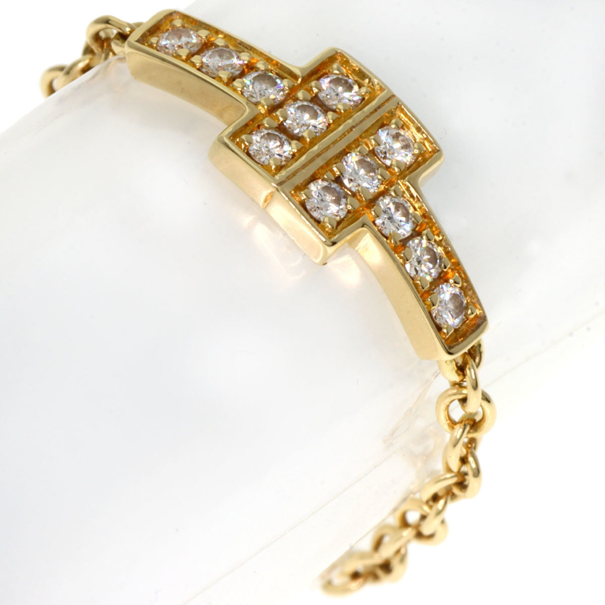 Tiffany & Co. T TWO Chain Diamond Ring, 18K Yellow Gold, Women\'s.