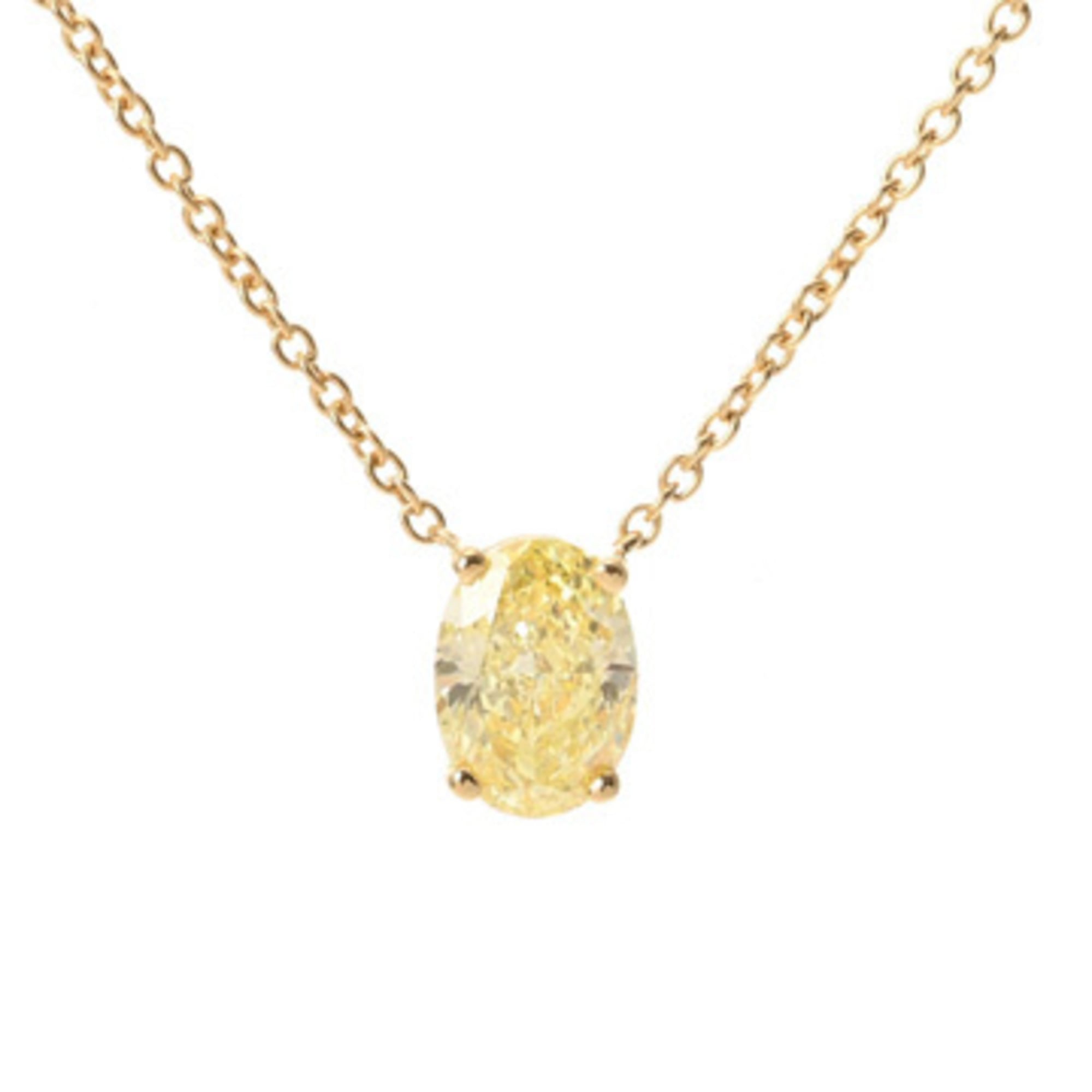 TIFFANY&Co. Tiffany & Co. Single Diamond Oval 0.84ct SI1-ME Women\'s 18K Yellow Gold (YG) Necklace A