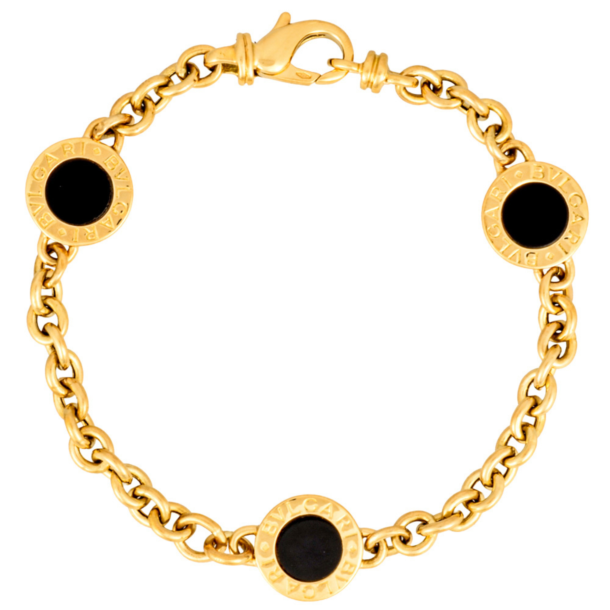 BVLGARI Bracelet with Onyx and 18KYG Yellow Gold, 24.9g, 3P