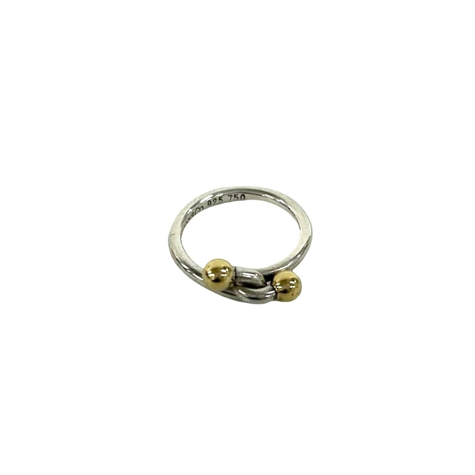 TIFFANY&Co. Tiffany Love Knot Ring, Hook & Eye, Sterling Silver 925, 18K Yellow Gold, Silver, 151-1