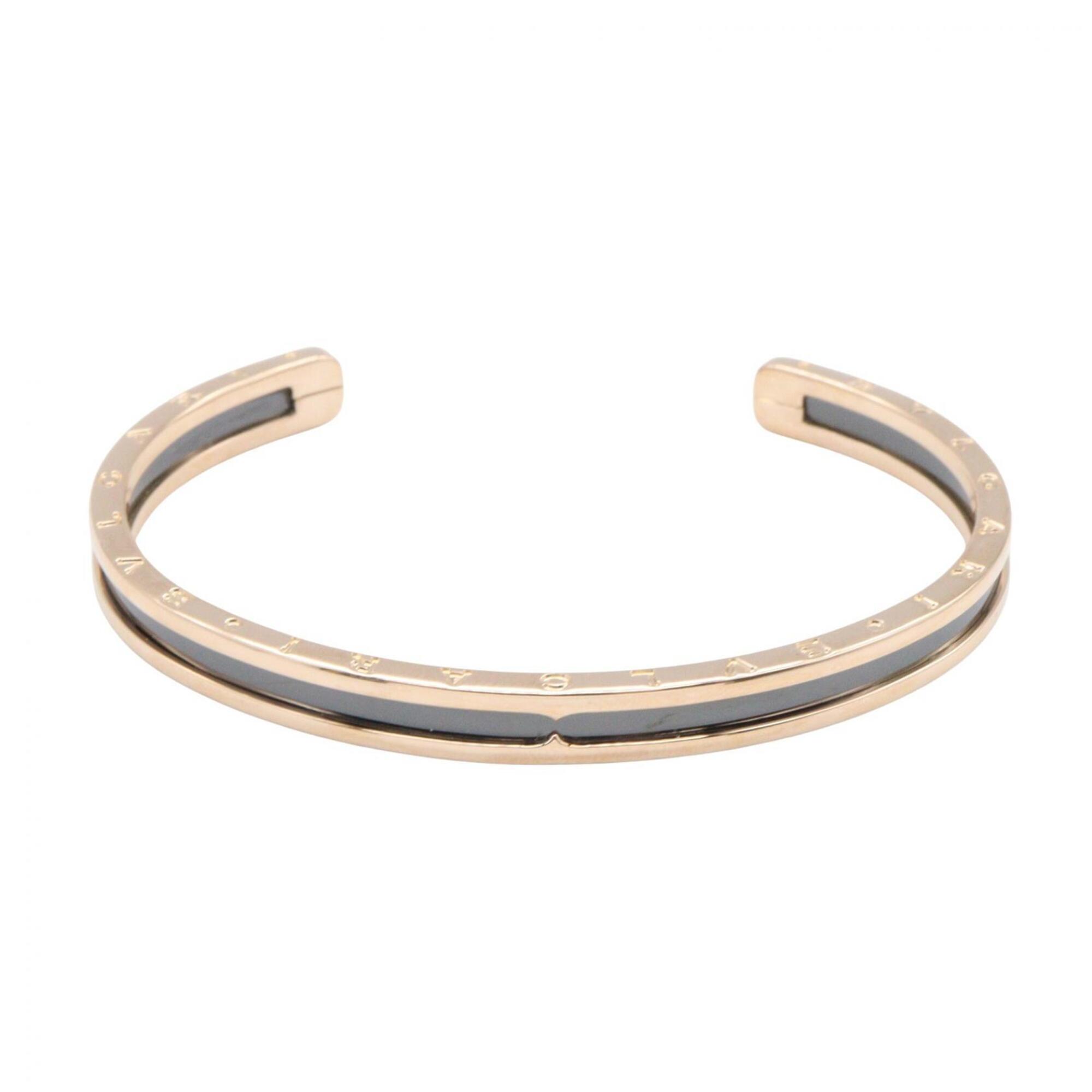 BVLGARI B-zero1 Open Bracelet Enamel Accessory 18KPG (Pink Gold) Stainless Steel Women\'s Gold/Black