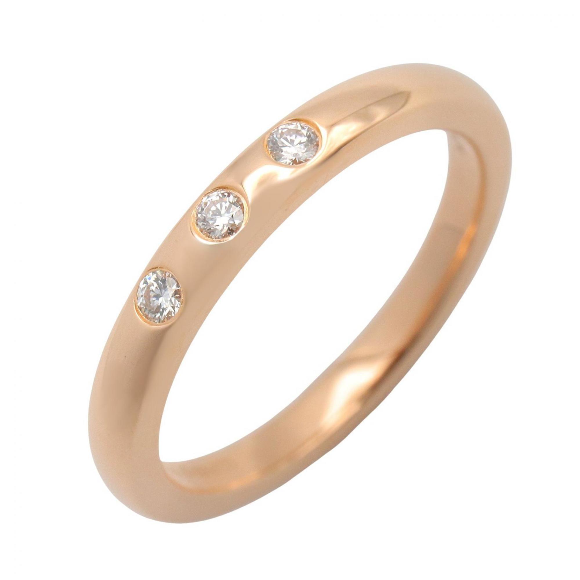 Tiffany & Co. Elsa Peretti Stacking Band 3-Diamond Ring, 18K Pink Gold (PG), Diamond, Women\'s, Clea