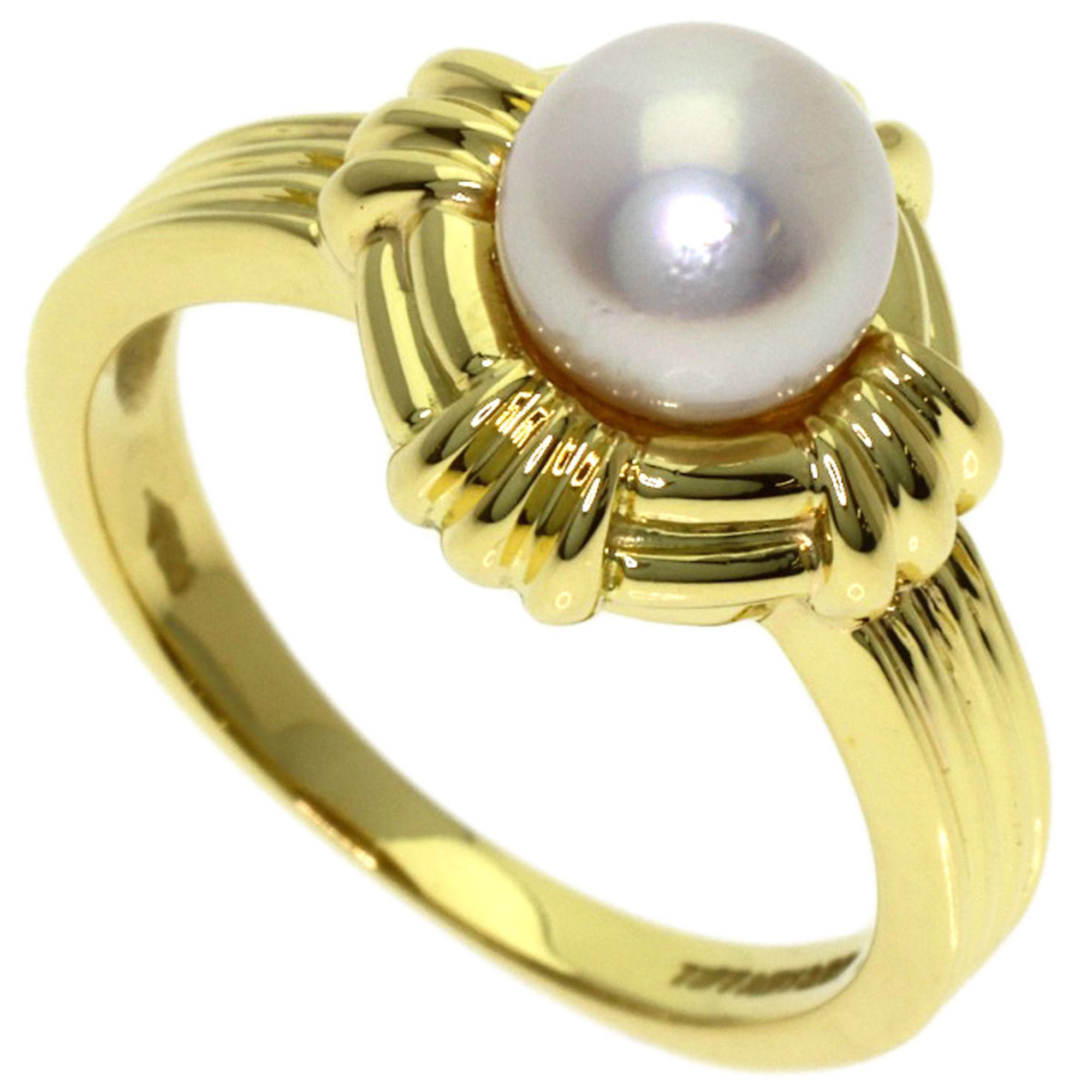 Tiffany & Co. Akoya Pearl Ring in 18K Yellow Gold for Women.