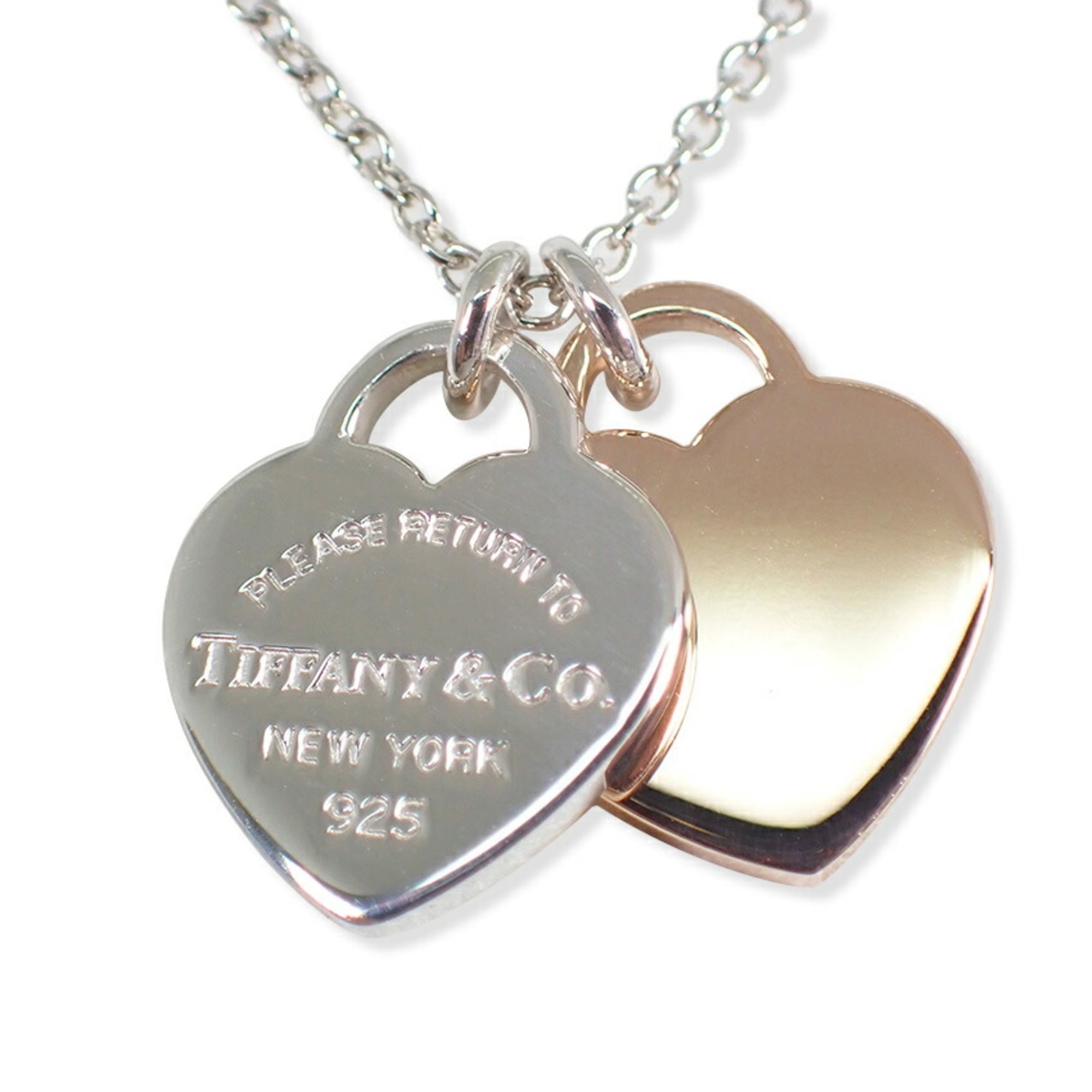 TIFFANY & Co. 925 Rubedo Metal Return to Tiffany Double Heart Tag Pendant
