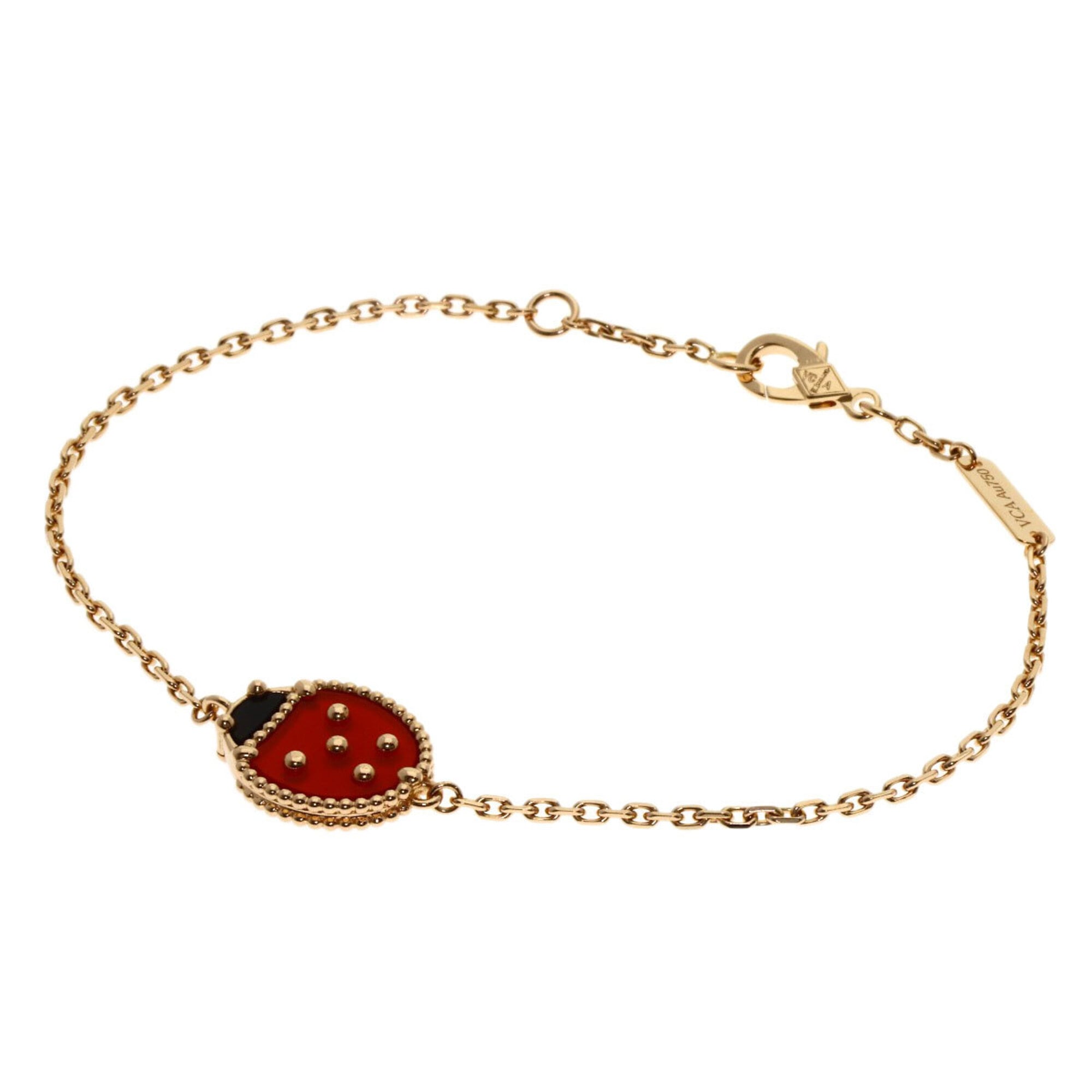 Van Cleef & Arpels Lucky Spring Onyx Carnelian Bracelet 18K Pink Gold Women\'s