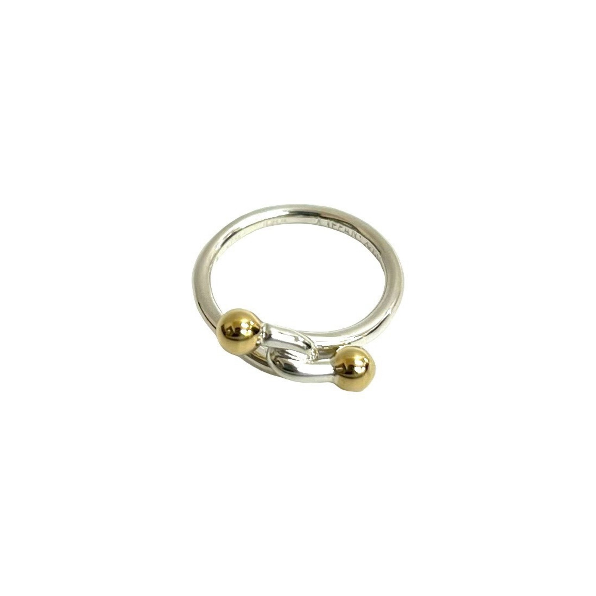 TIFFANY&Co. Tiffany Hook & Eye Love Knot Ring, Sterling Silver 925 K10 Yellow Gold, Size 7, 75215