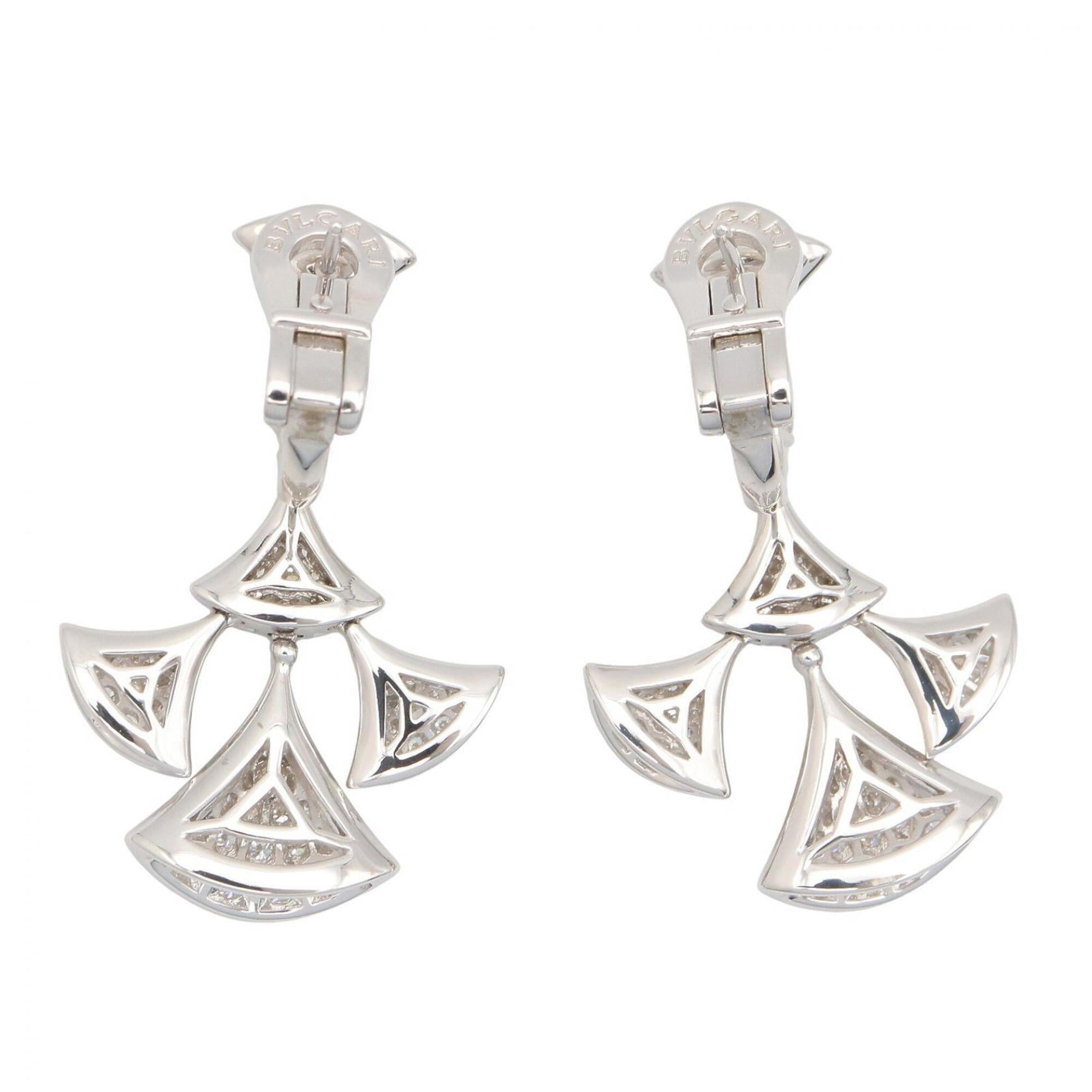 Bulgari BVLGARI Diva\'s Dream Diamond Earrings, 18KWG (White Gold), Diamond, Women\'s, Clear/Silver