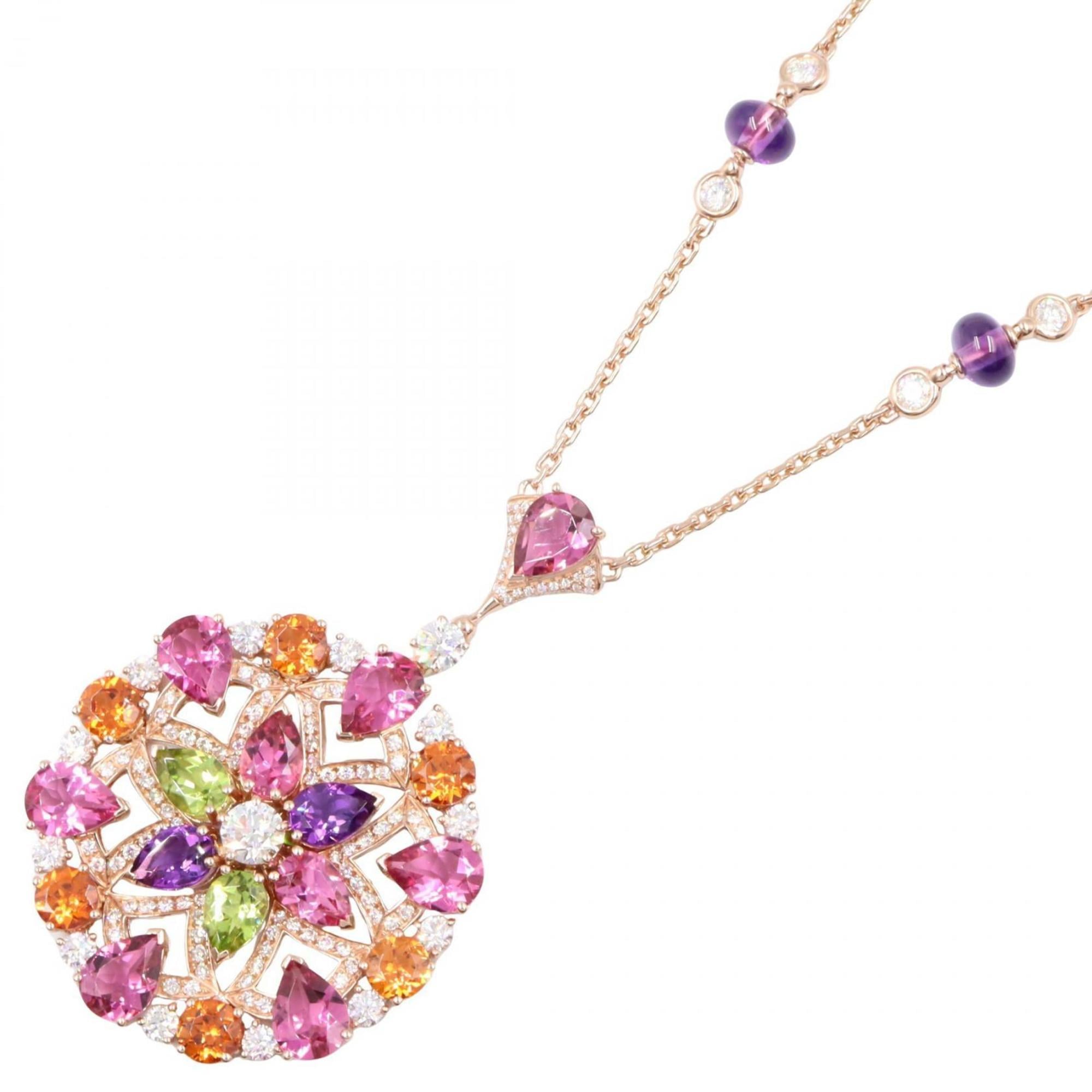 Bvlgari Diva\'s Dream Diamond Necklace in 18K Pink Gold with Diamonds, Amethyst, Peridot, Tourmaline