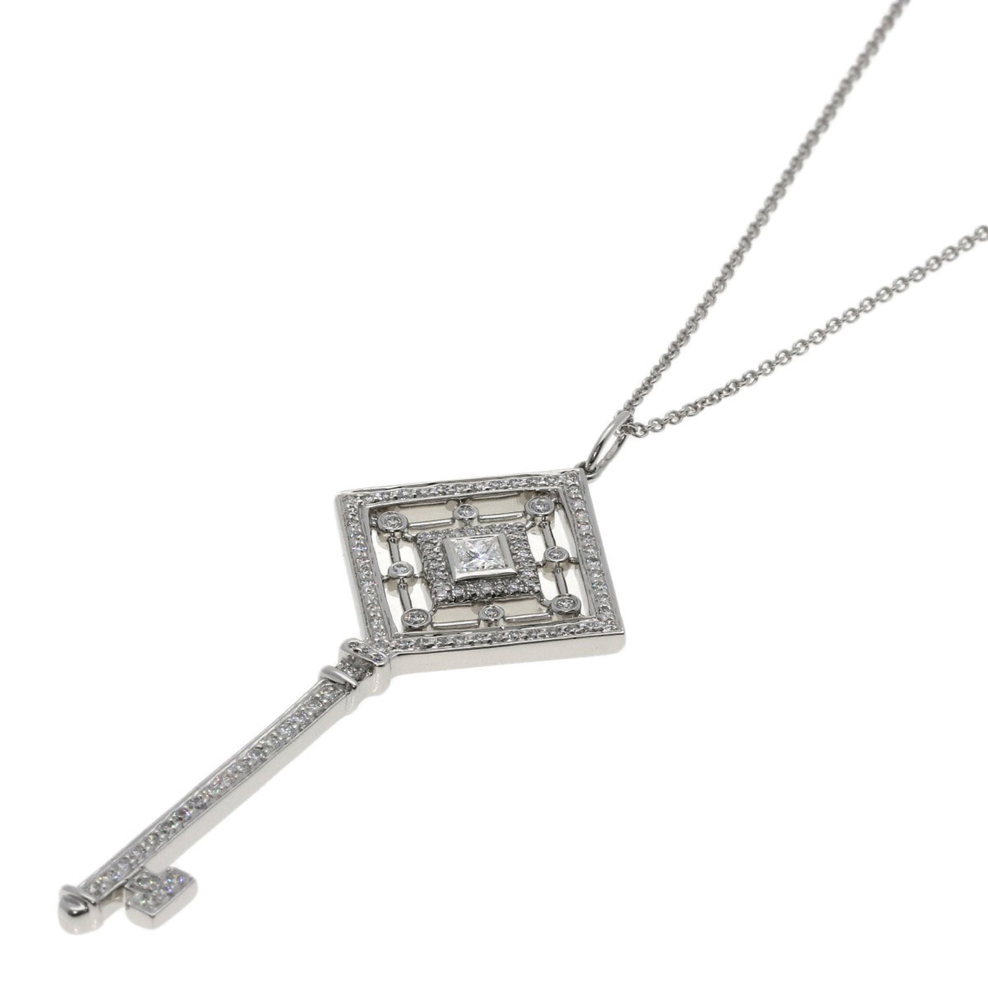 Tiffany & Co. Grace Key Diamond Necklace, Platinum PT950, Women\'s.