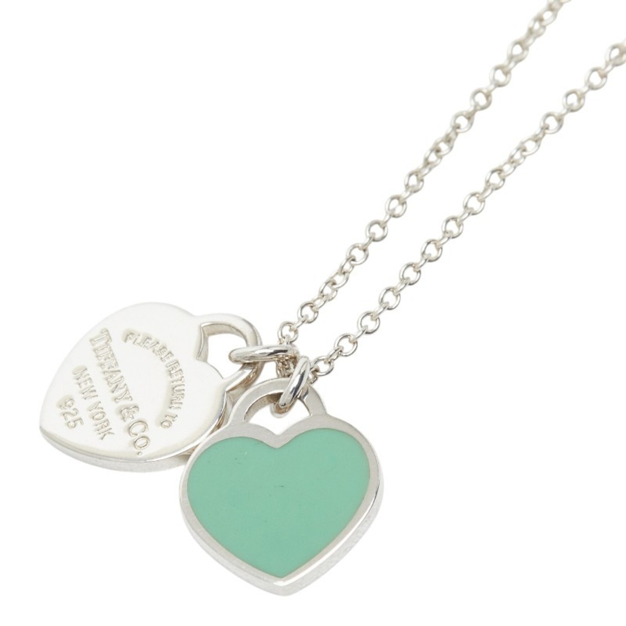 Tiffany & Co. Return to Double Heart Tag Chain Pendant Necklace, SV925 Silver, Women\'s.