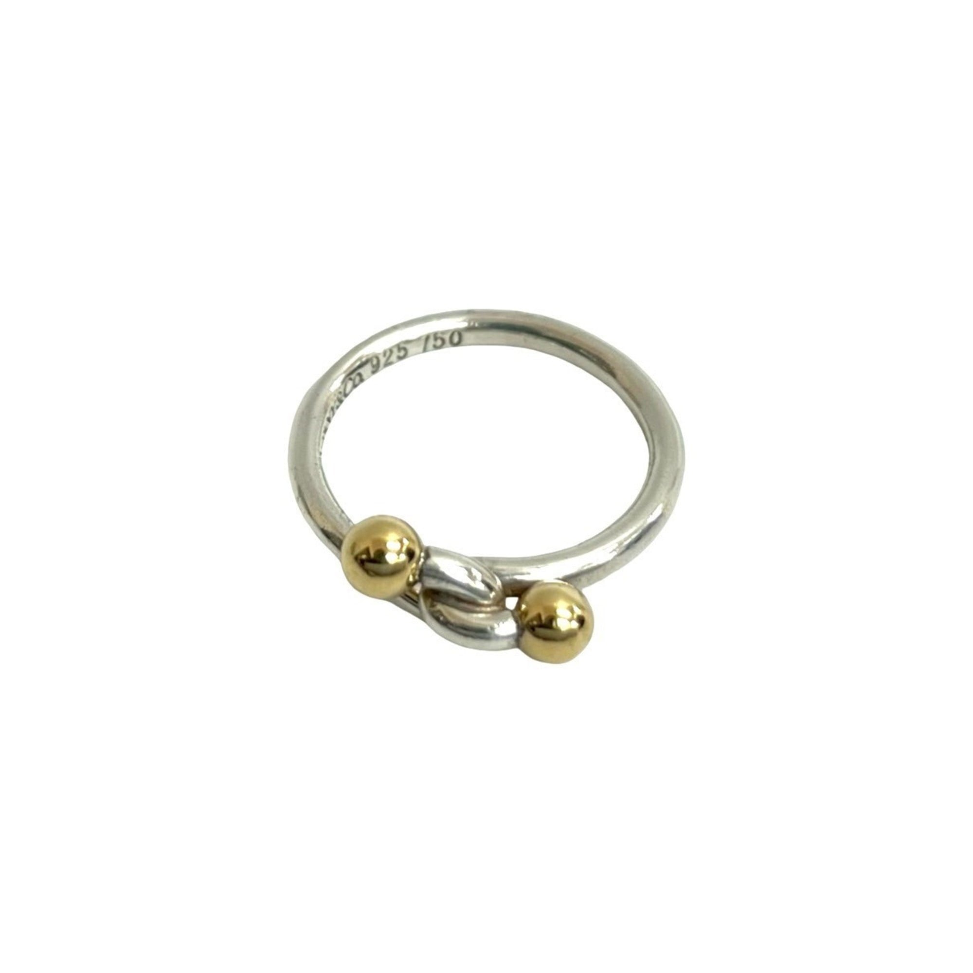 TIFFANY&Co. Tiffany Hook & Eye Love Knot Sterling Silver 925 18K Gold Ring, Size 10, Item No. 01106