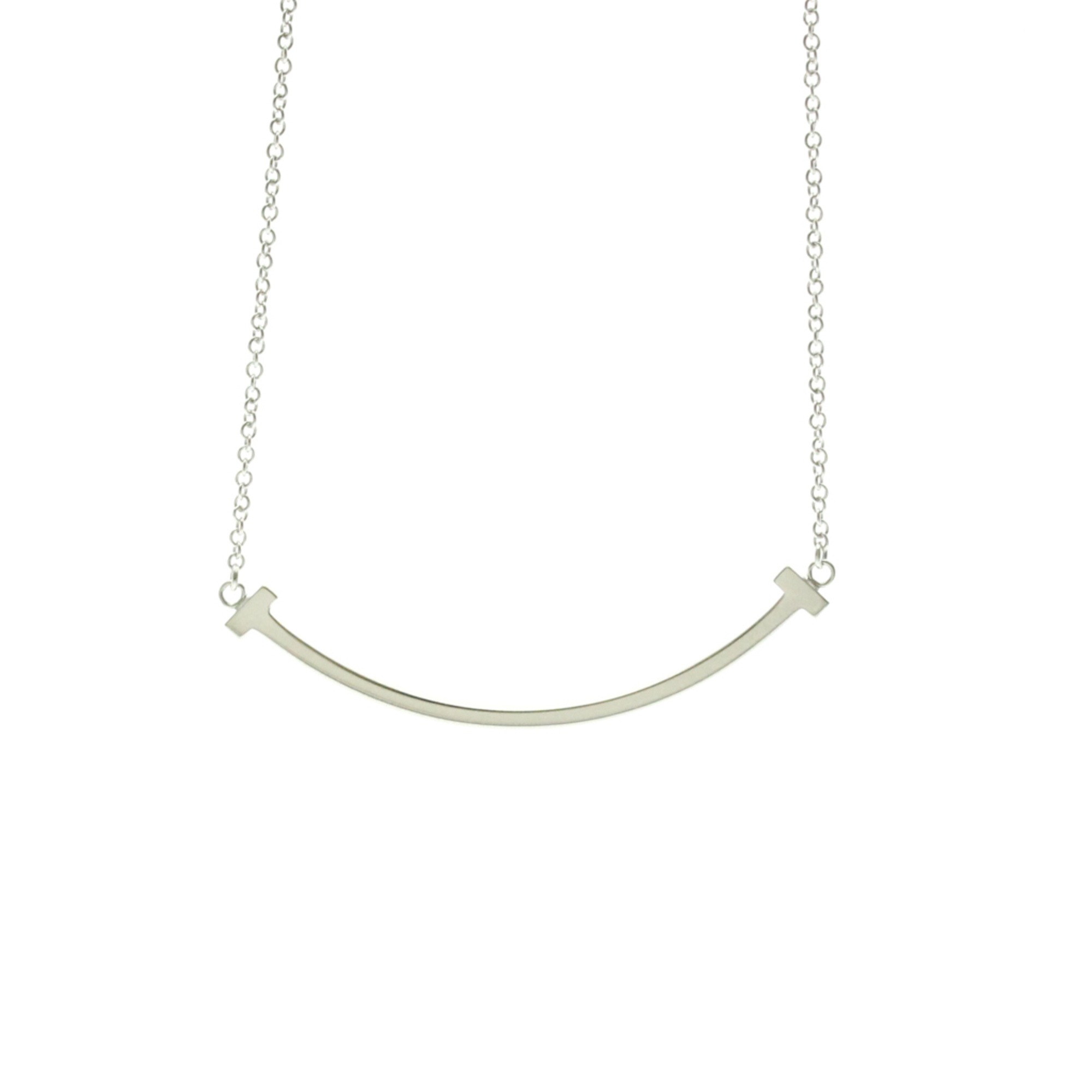 Tiffany Tiffany T Smile Small Size Necklace White Gold (18K) No Stone Women,Men Fashion Pendant Neck