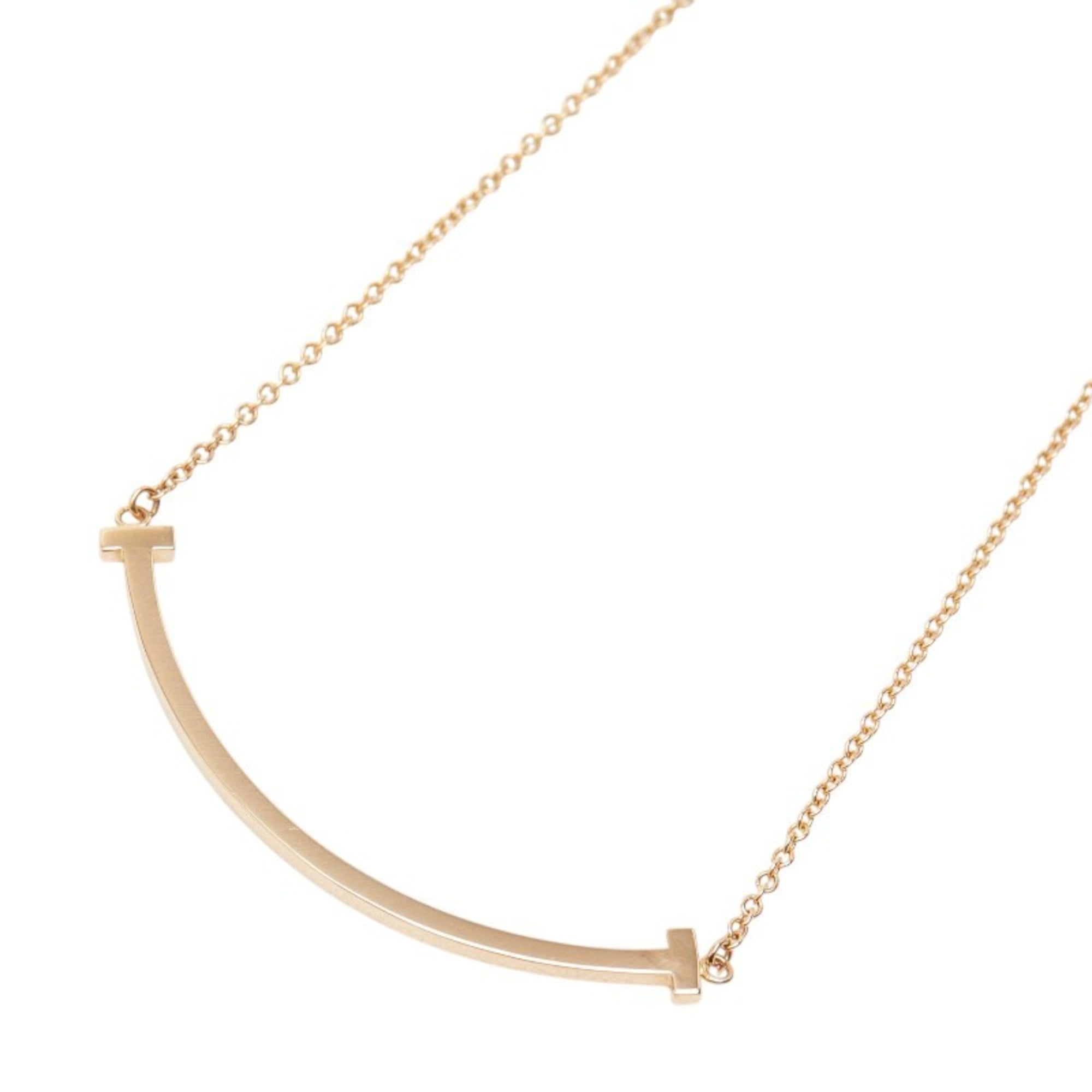 Tiffany & Co. T Smile Pendant Small Necklace Pink Gold 18KPG Au750 Women\'s TIFFANY&Co.