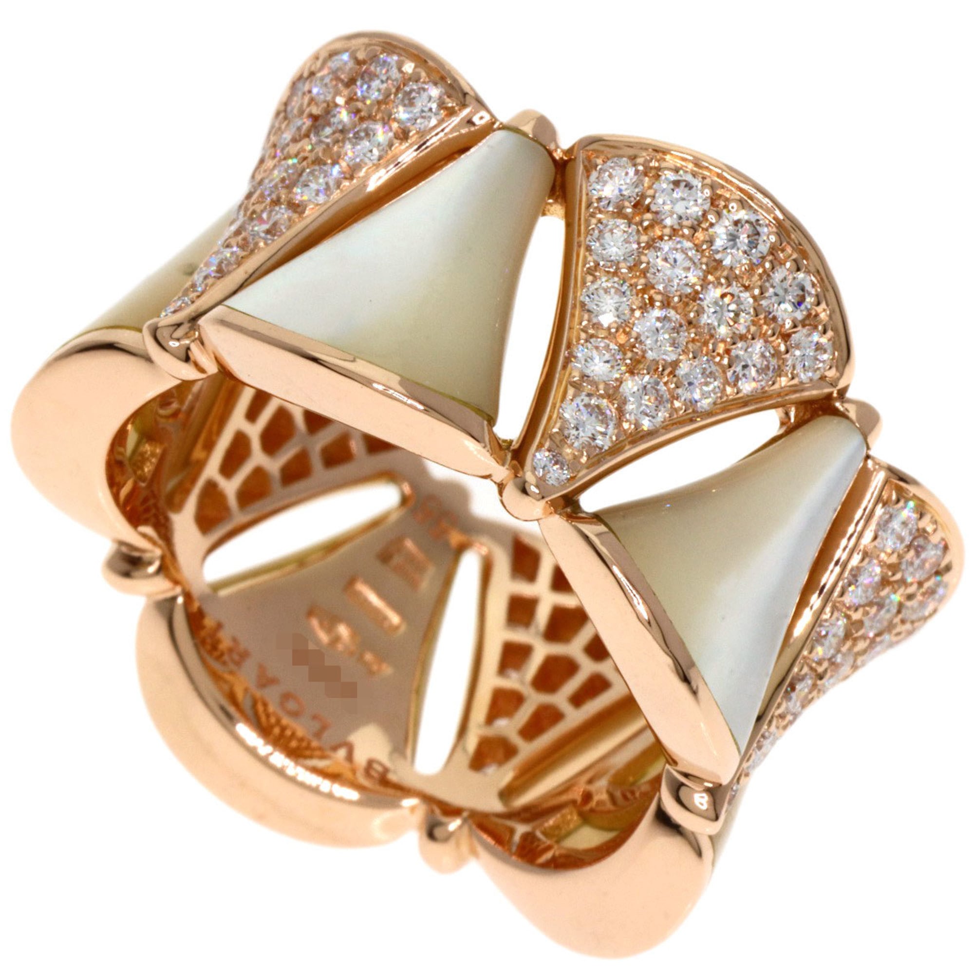 BVLGARI Diva Dream Diamond #55 Ring, K18 Pink Gold, Women\'s