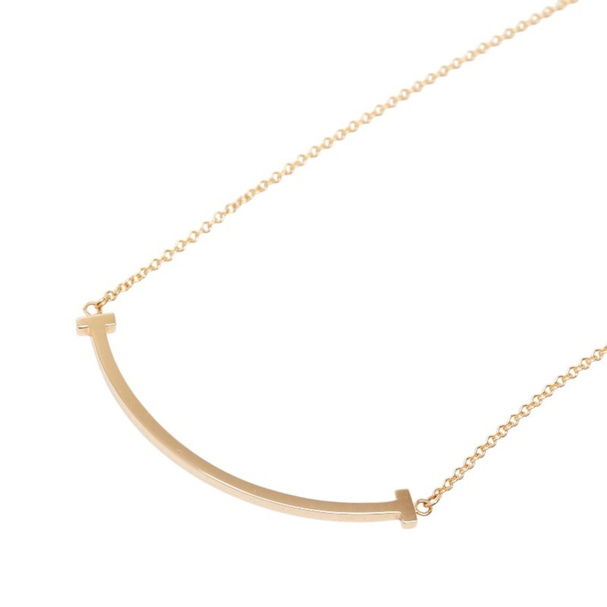 Tiffany & Co. T Smile Pendant Small Necklace Pink Gold 18KPG Au750 Women\'s TIFFANY&Co.