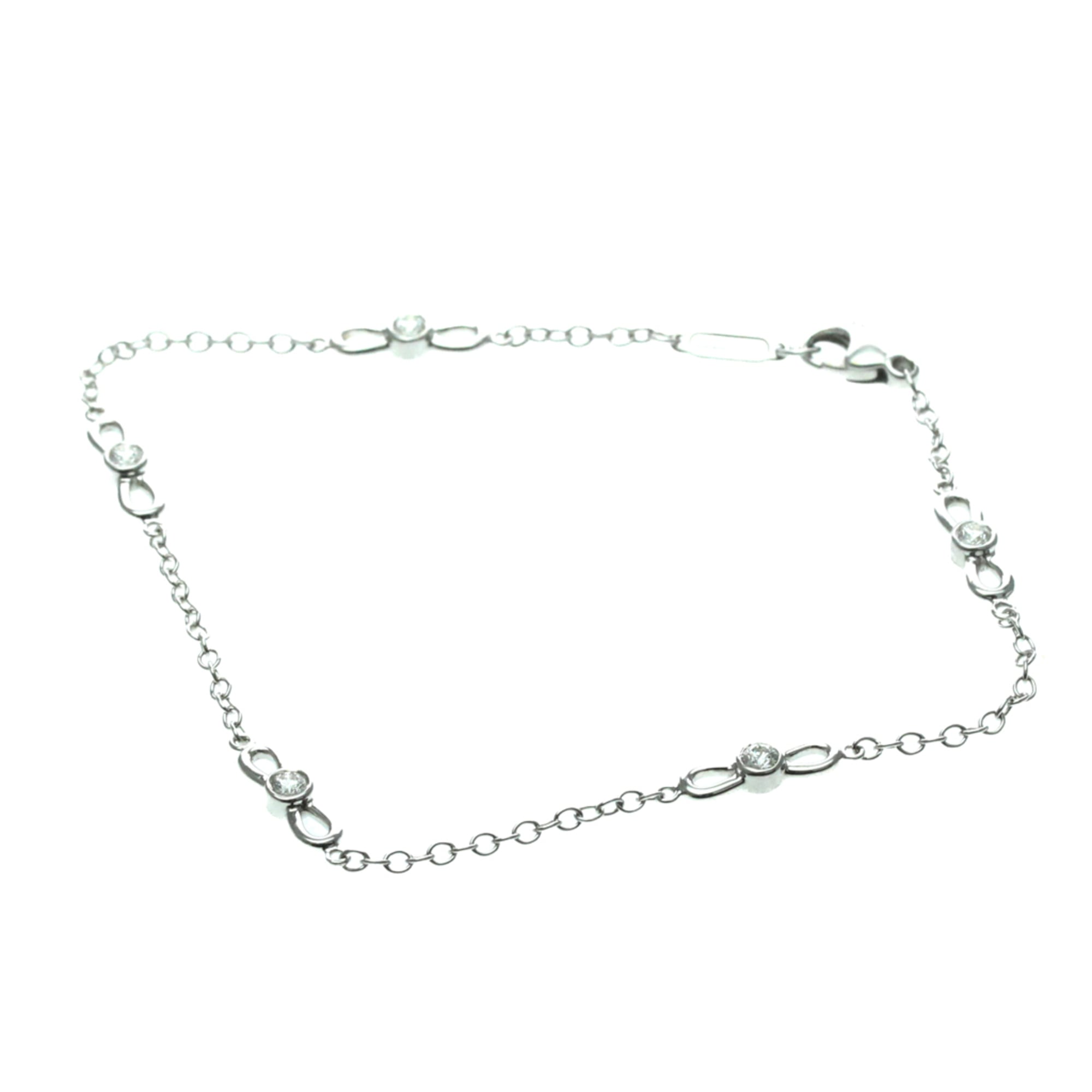 Tiffany Ribbon Diamond Bracelet White Gold (18K) Diamond Charm Bracelet Silver