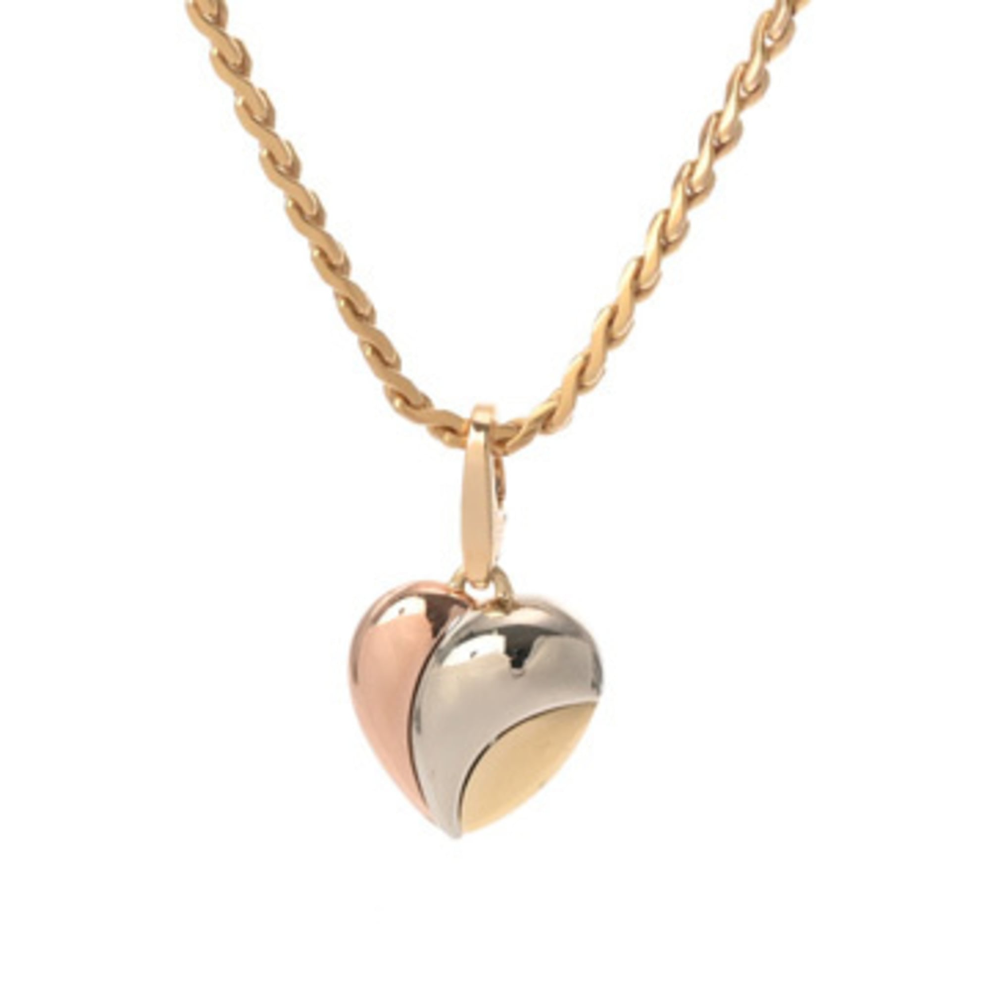 TIFFANY&Co. Tiffany Trinity Heart Charm Women\'s 18K Yellow Gold, Pink White Gold Necklace, Grade A,