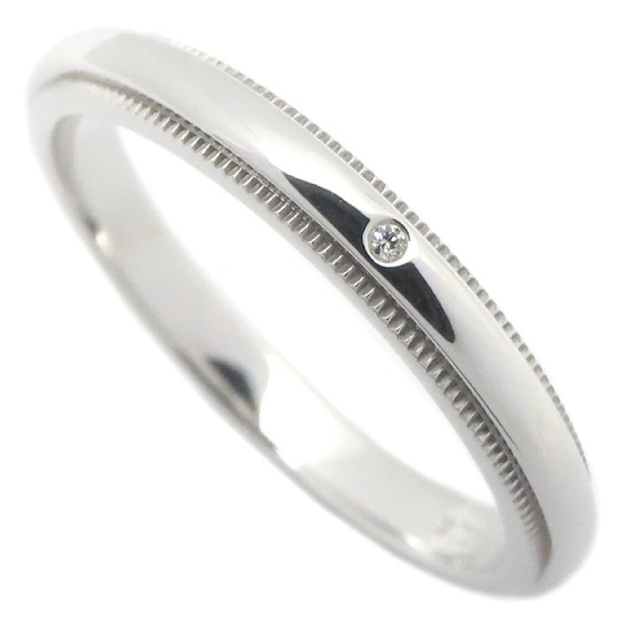 TIFFANY & Co. Tiffany Milgrain Ring with One Diamond, Pt950, Men\'s, 295148