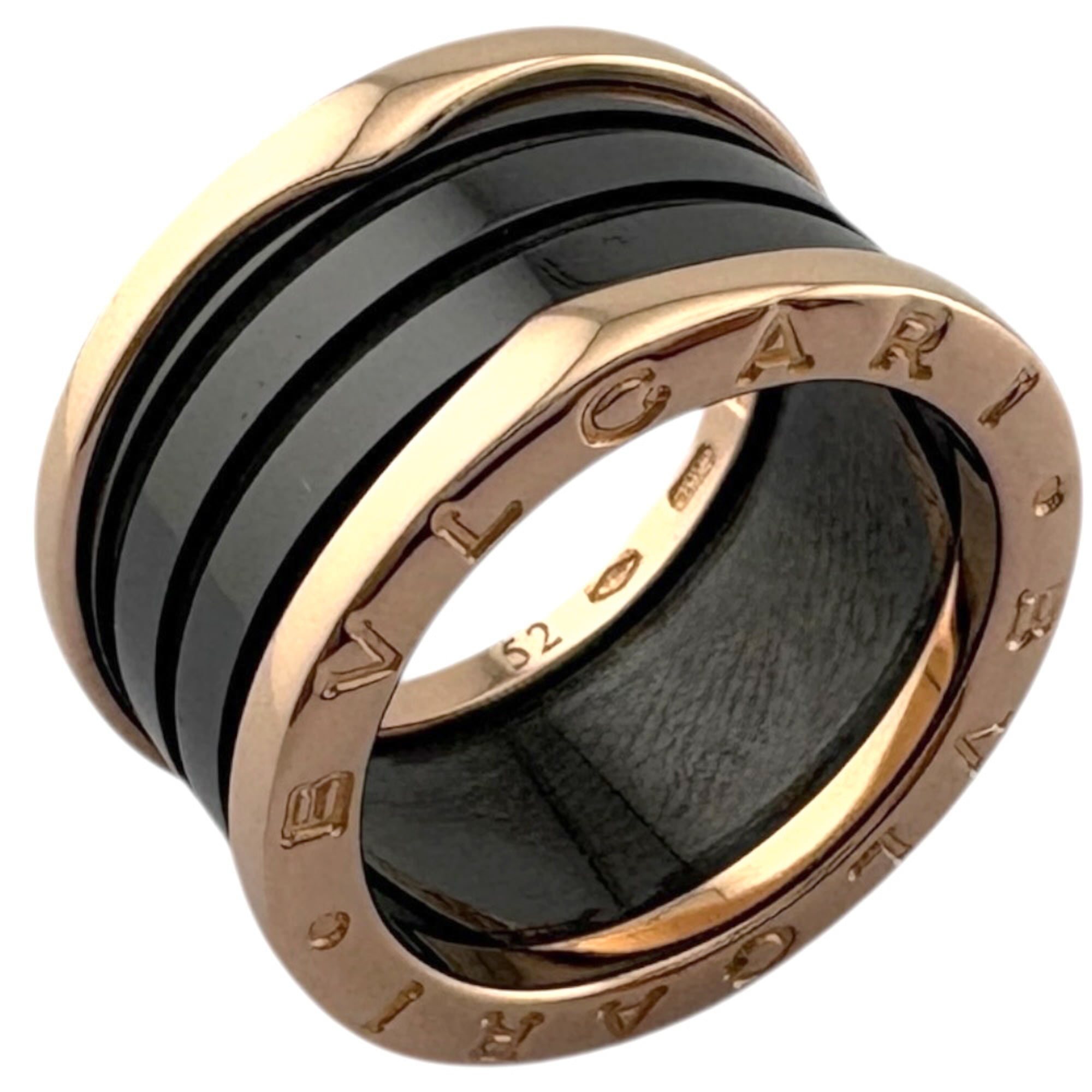 Bvlgari Bulgari B-zero.1 4-band black ceramic ring, 1, 18k gold, women\'s, pre-owned.