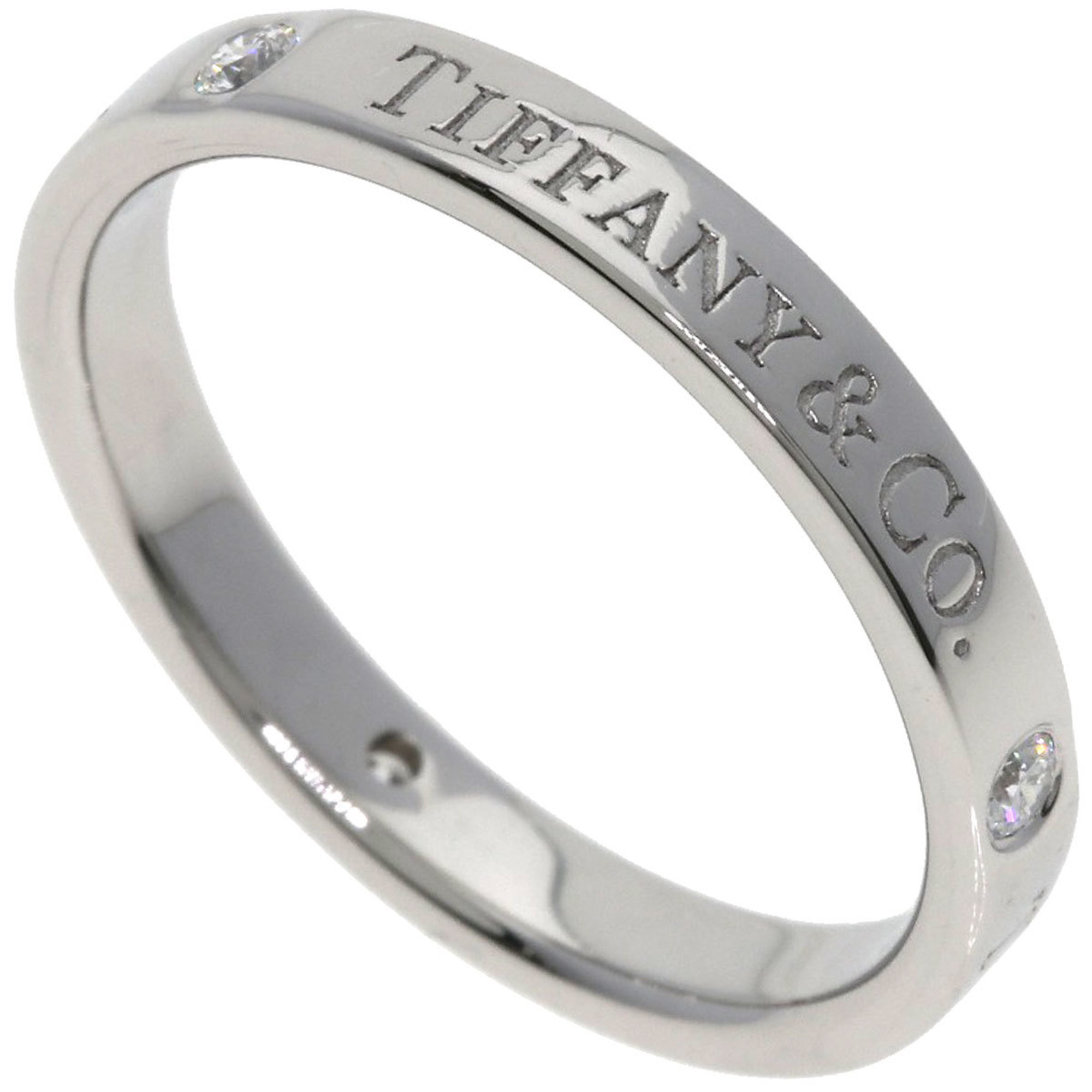 Tiffany & Co. Flat Band 3-Diamond Ring, Platinum PT950, Women\'s.