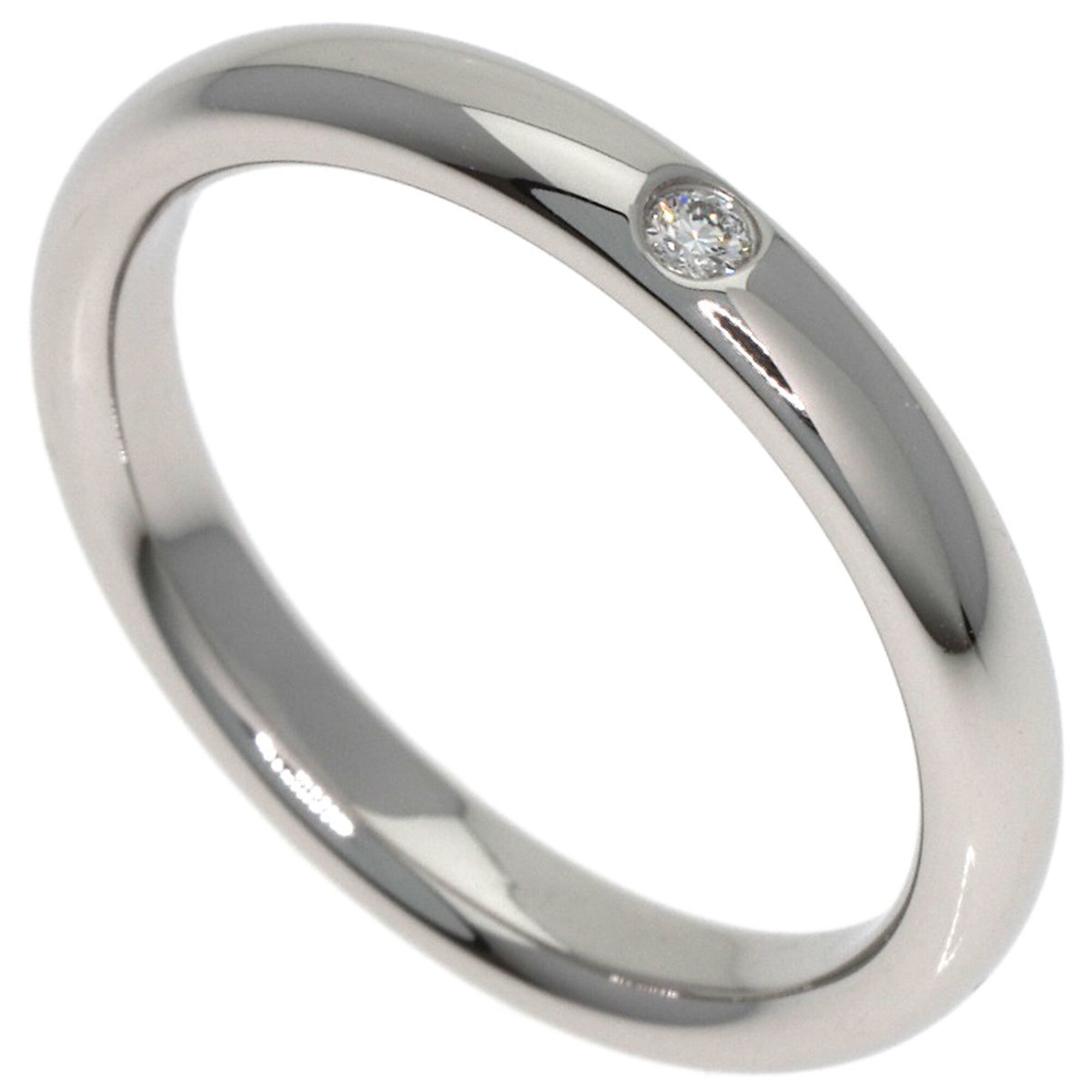 Tiffany & Co. Stacking Band 1P Diamond Ring, Platinum PT950, Women\'s.