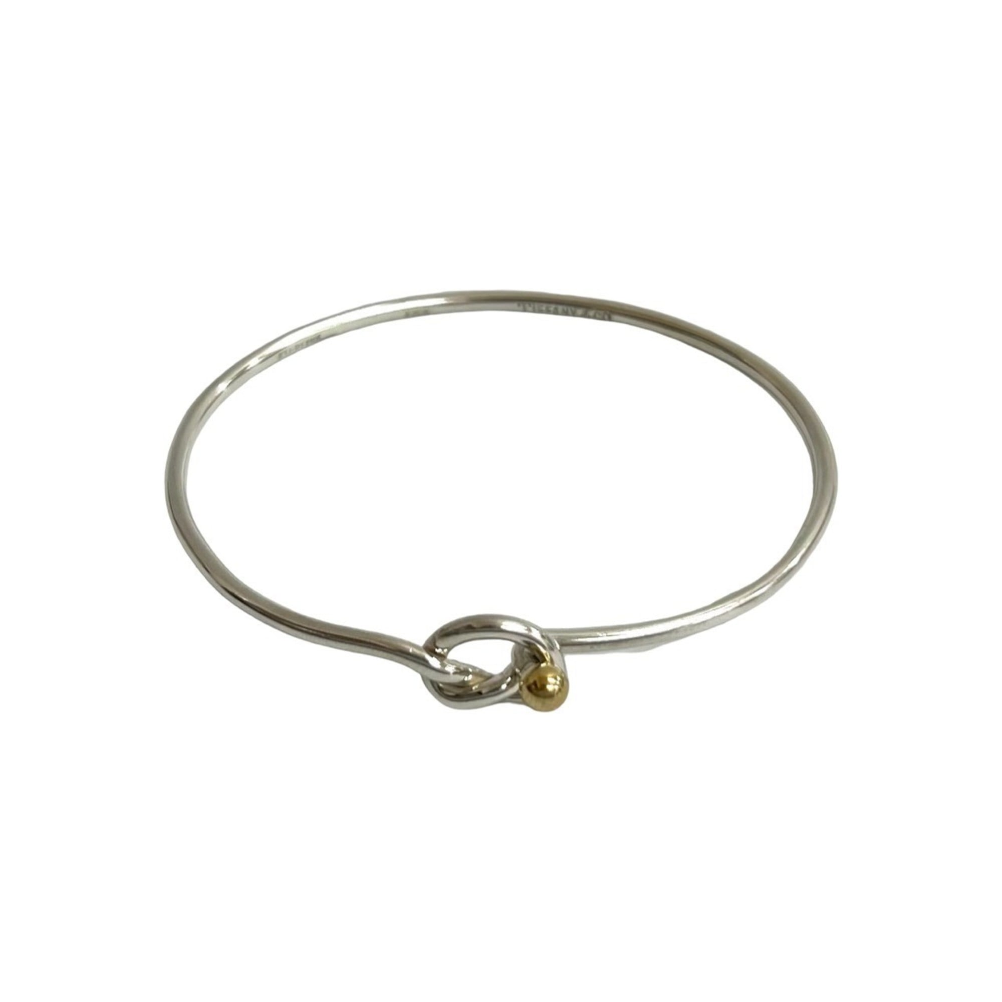 TIFFANY&Co. Tiffany Hook & Eye Bangle, Sterling Silver 925, 18K Gold Bracelet, Men\'s Women\'s, Item