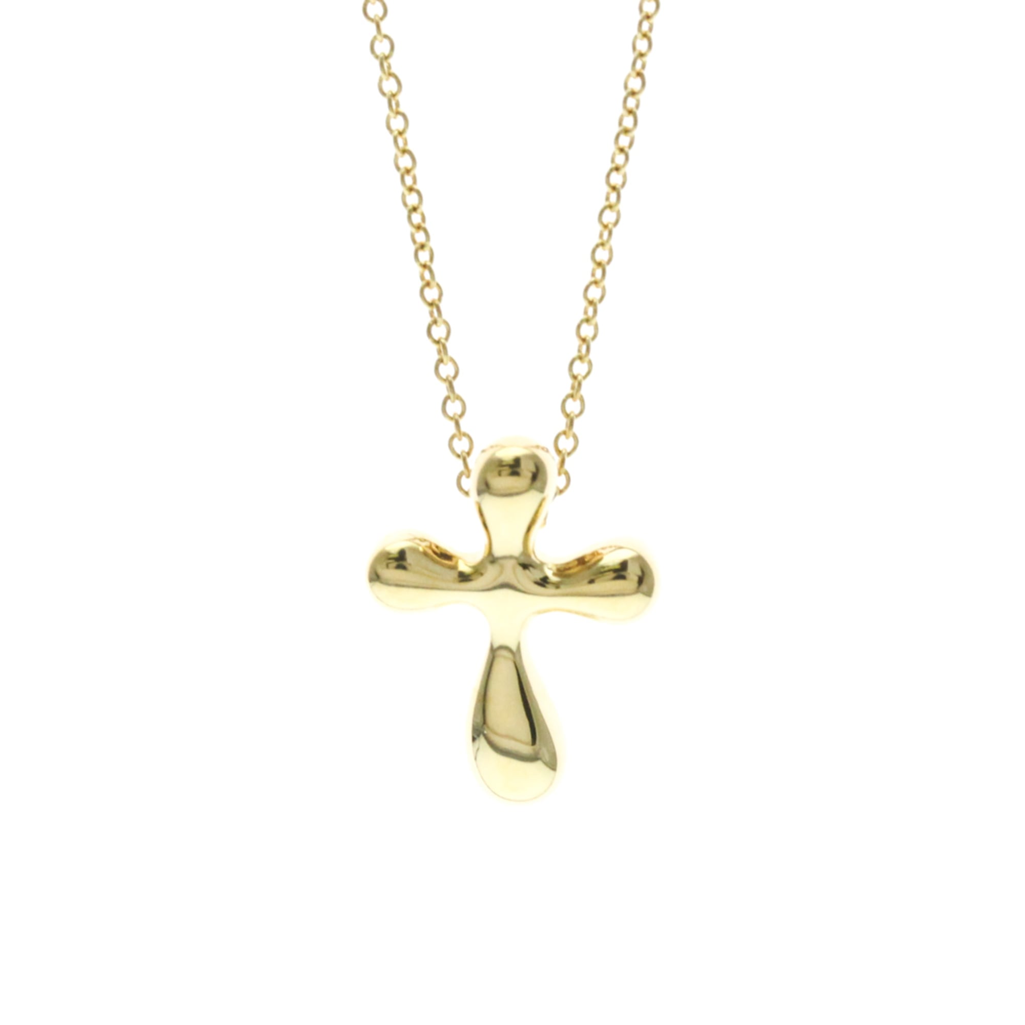 Tiffany Cross Necklace Yellow Gold (18K) No Stone Men,Women Fashion Pendant Necklace (Gold)