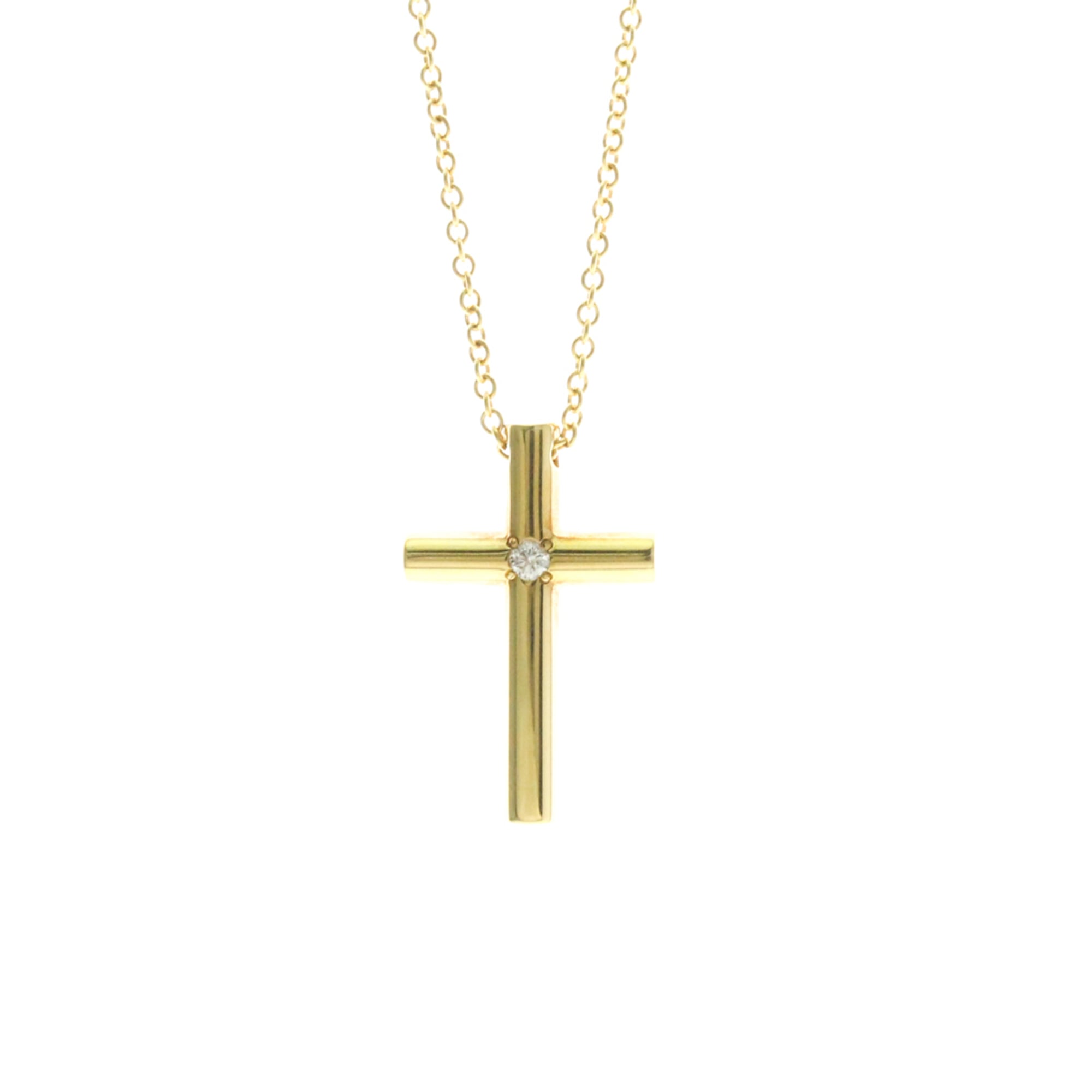 Tiffany Cross Diamond Necklace Yellow Gold (18K) Diamond Men,Women Fashion Pendant Necklace (Gold)
