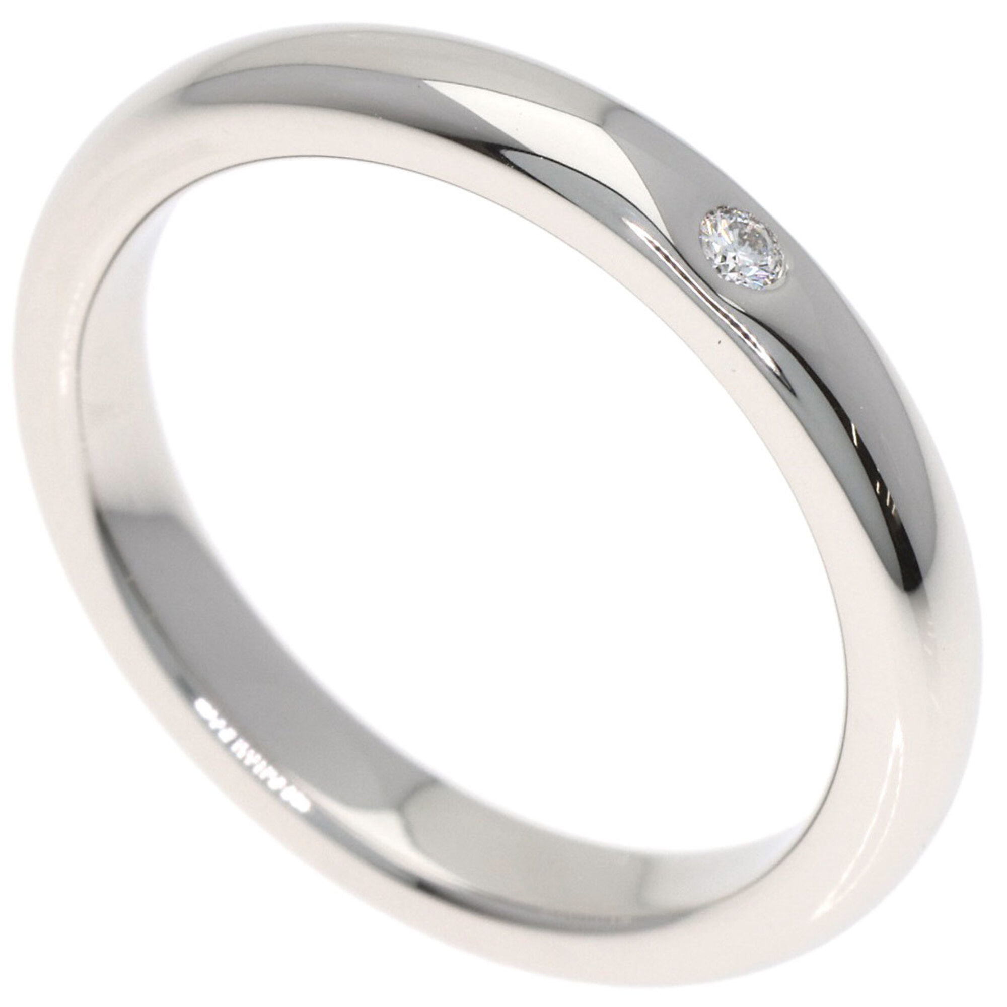 Tiffany & Co. Stacking Band 1P Diamond Ring, Platinum PT950, Women\'s.
