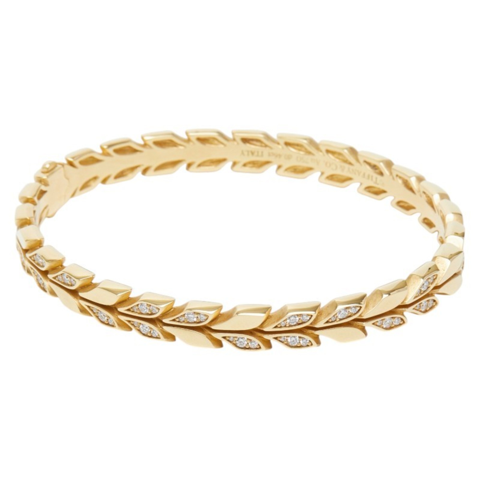 Tiffany & Co. 18K Yellow Gold Victoria Vine Hinge Bangle Bracelet for Women