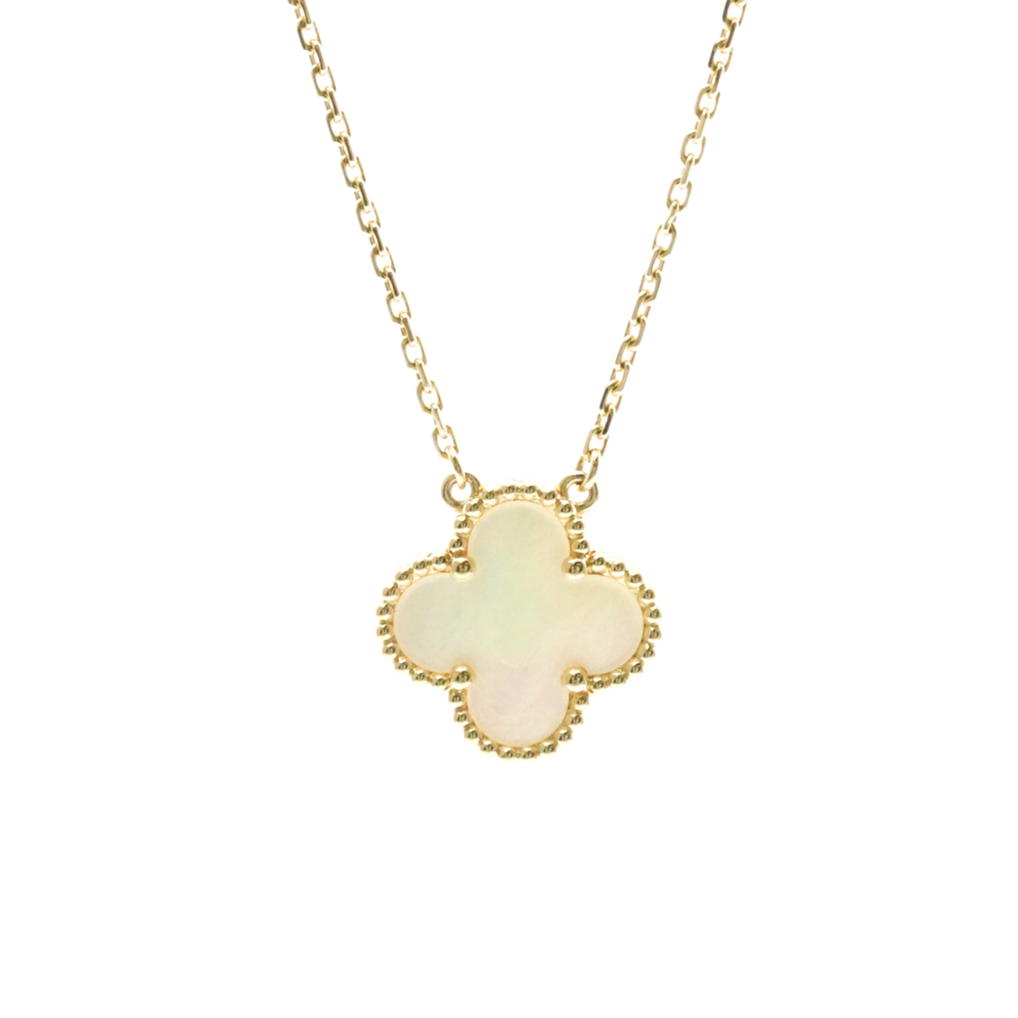 Van Cleef & Arpels Vintage Alhambra Yellow Gold (18K) Mother Of Pearl Women,Men Fashion Pendant Neck