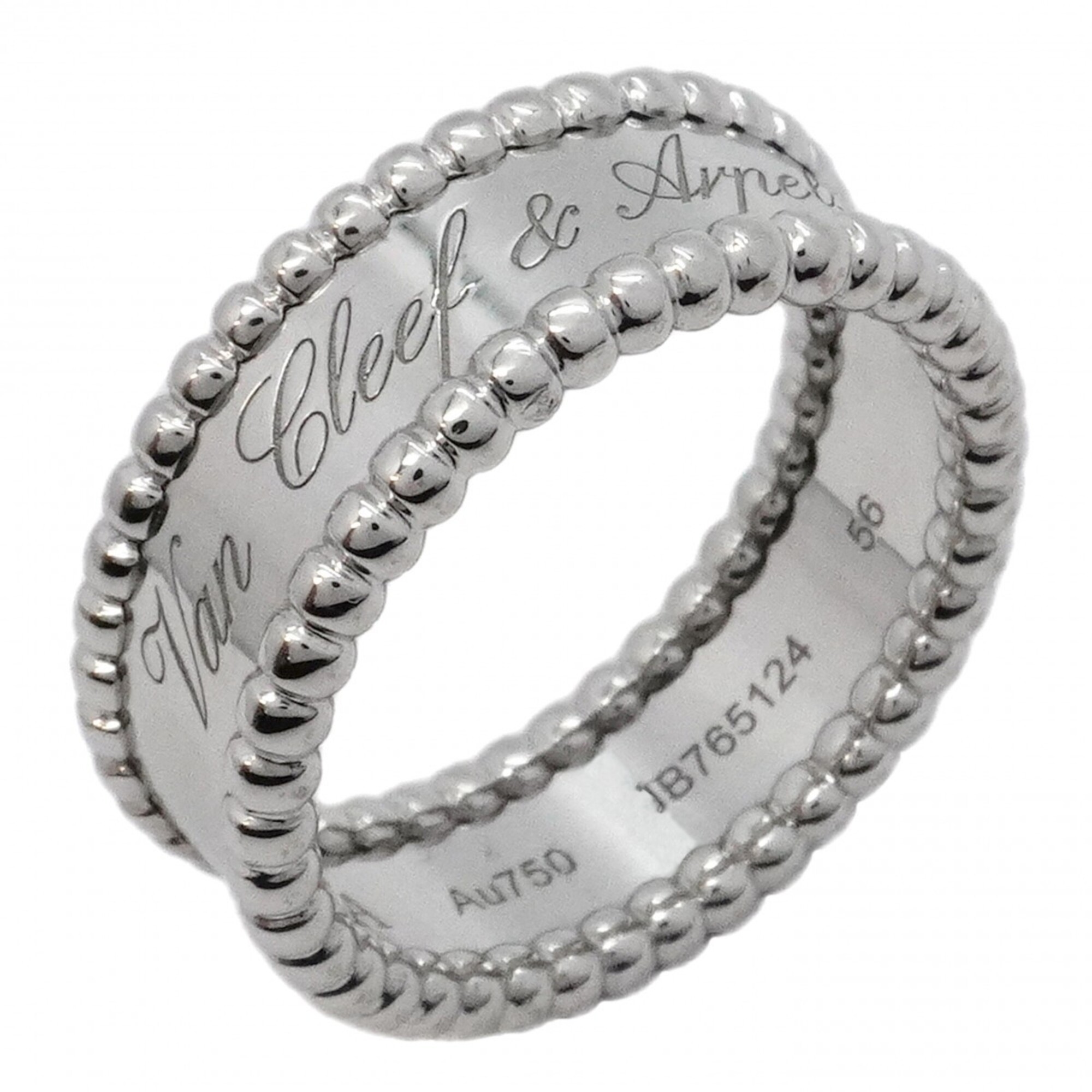 Van Cleef & Arpels Perlee Signature Ring, 18K White Gold, Size 56, Men\'s/Women\'s