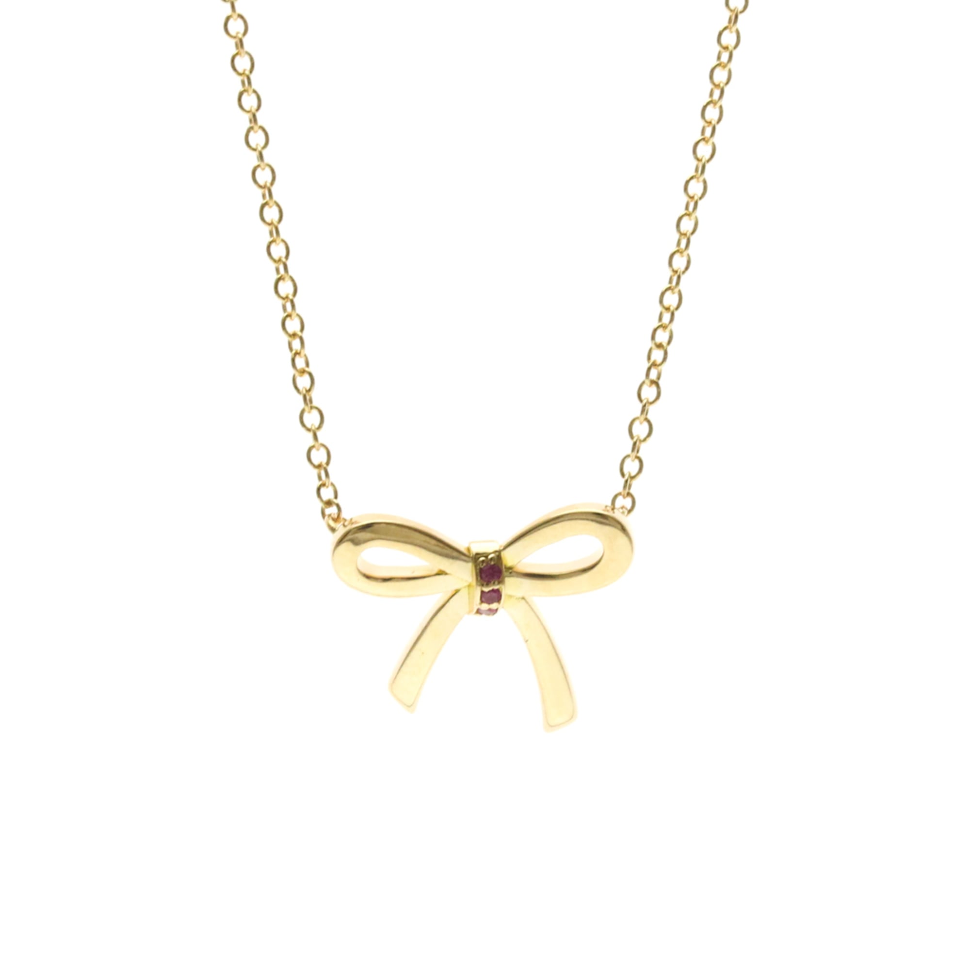 Tiffany Bow Pink Sapphire Necklace Pink Gold (18K) Sapphire Women,Men Fashion Pendant Necklace (Pink