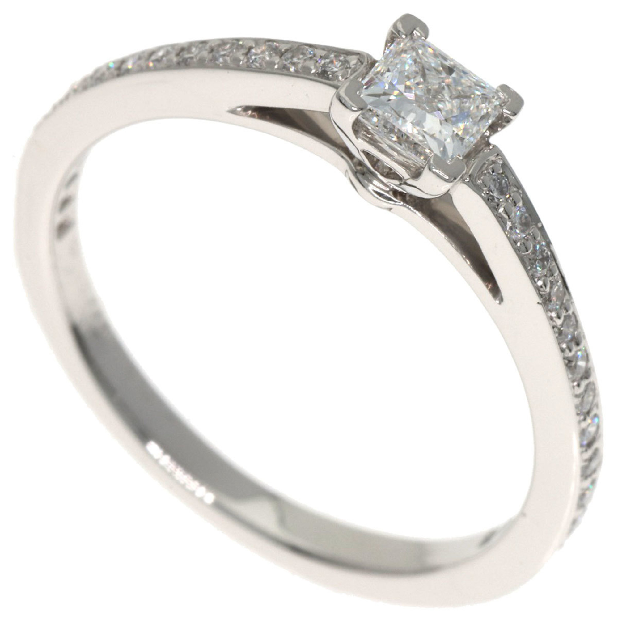 Tiffany & Co. Square Solitaire Diamond Ring, Platinum PT950, Women\'s.