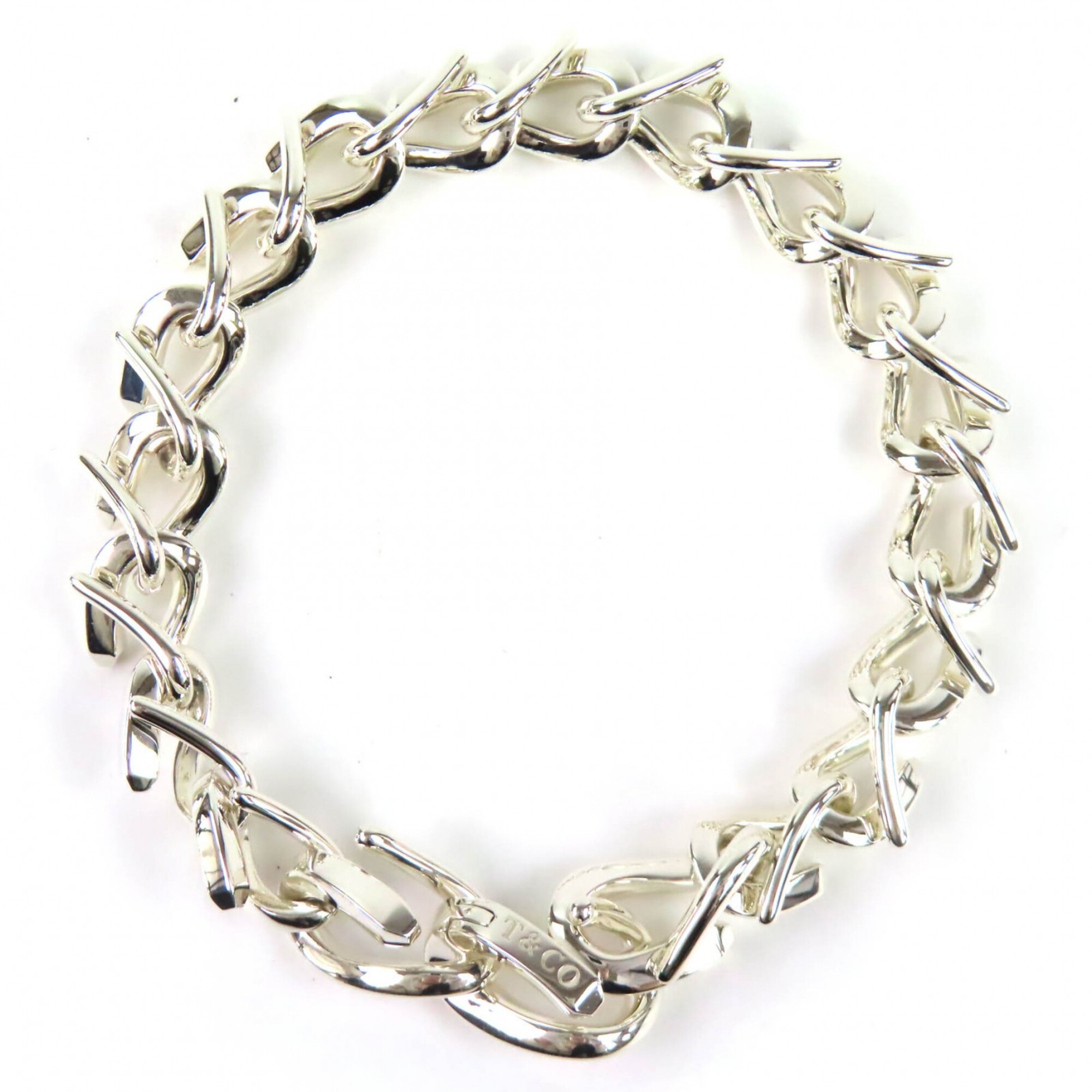 TIFFANY&Co. Tiffany Forge Medium Link Bracelet, AG925 High Polish Silver, Weight 36.0g, Women\'s.