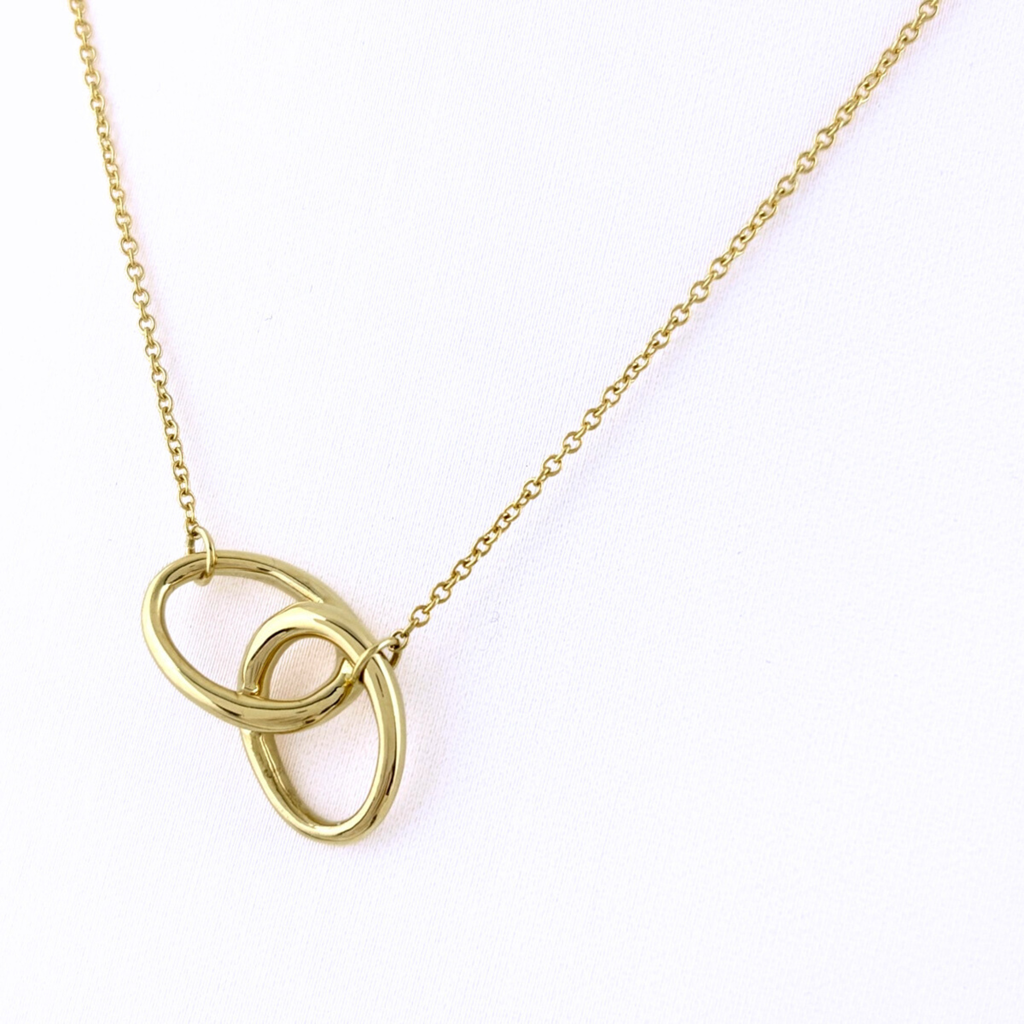Tiffany & Co. Double Loop Necklace, Yellow Gold (YG), with Small Diamonds, 750 Gold, for Women.