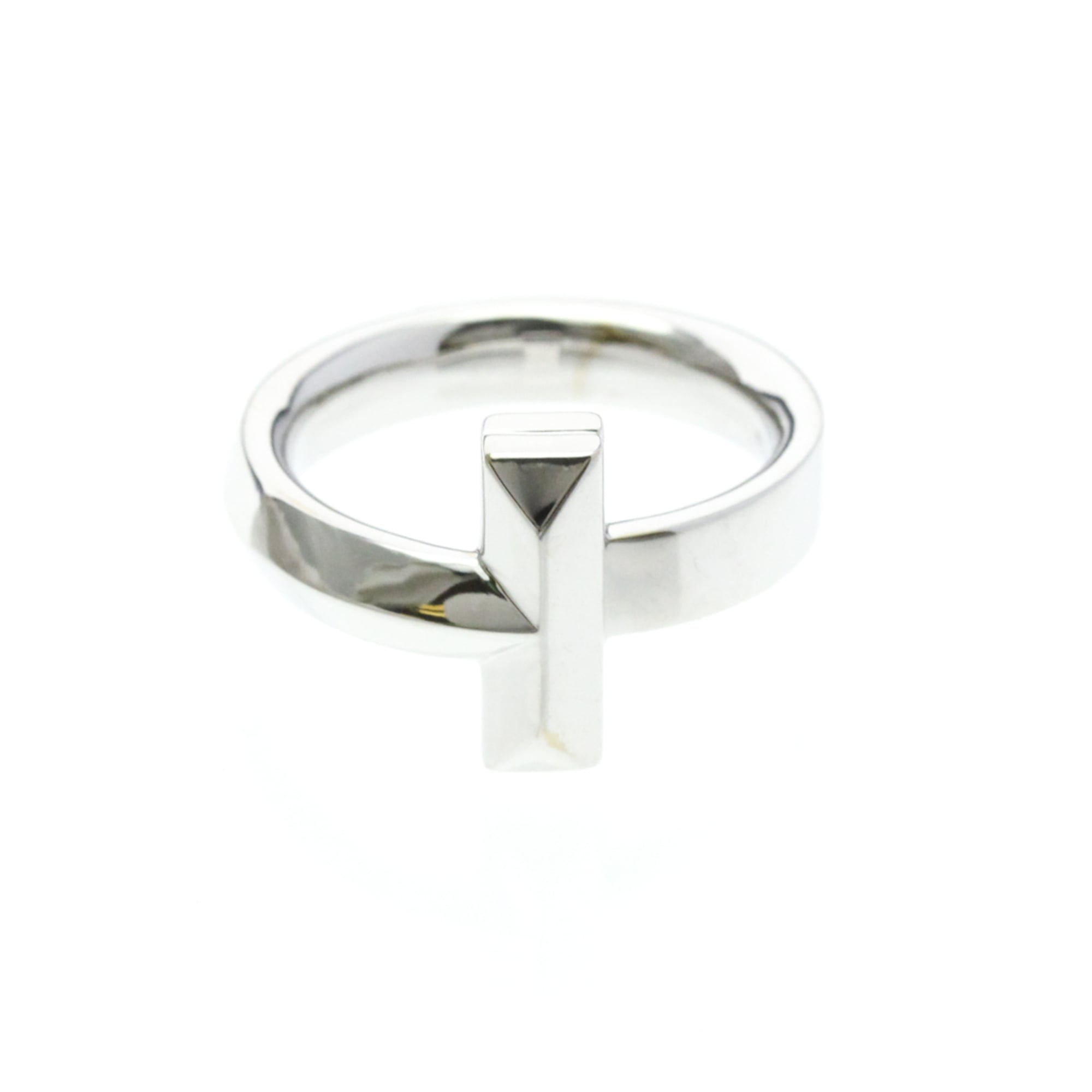 Tiffany T One Ring Wide White Gold (18K) Fashion No Stone Band Ring Silver