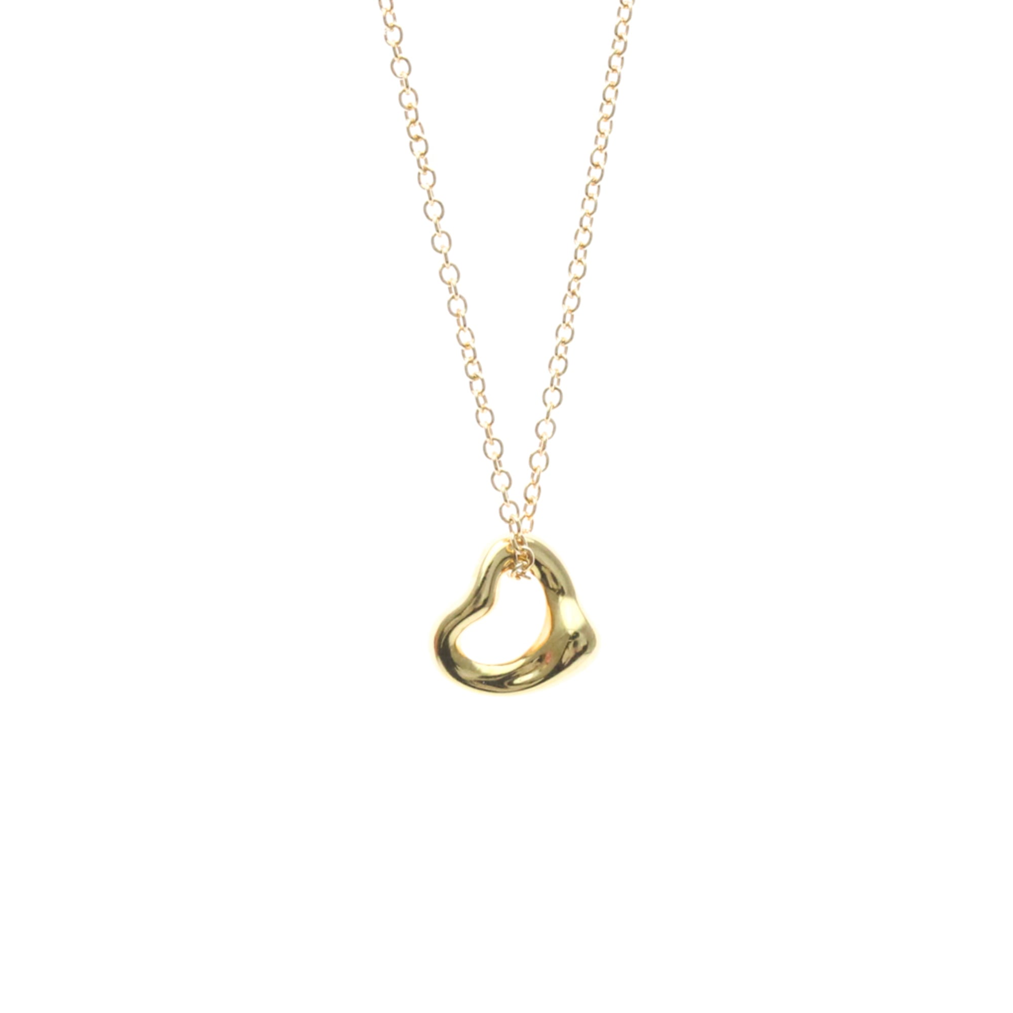 Tiffany Open Heart Extra Mini Necklace Pink Gold (18K) No Stone Men,Women Fashion Pendant Necklace (