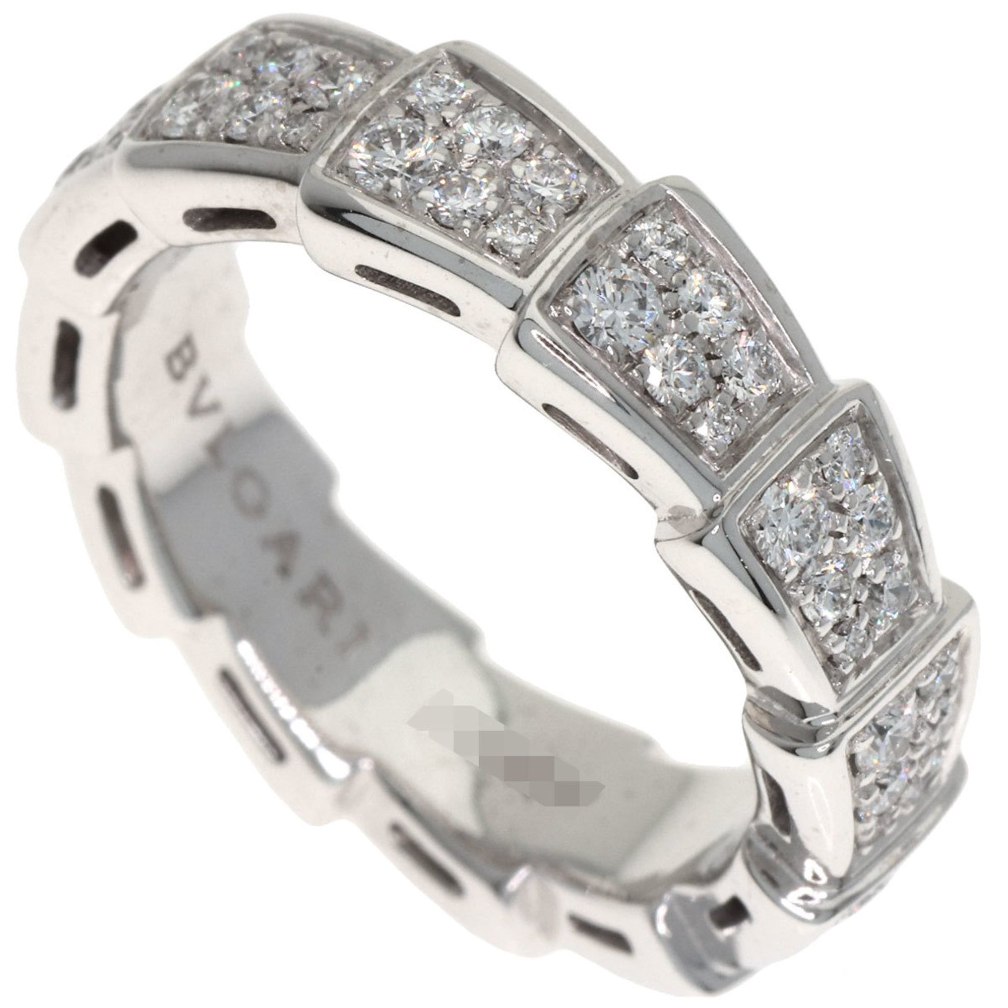 BVLGARI Serpenti Full Eternity Diamond Ring #51 in 18K White Gold for Women