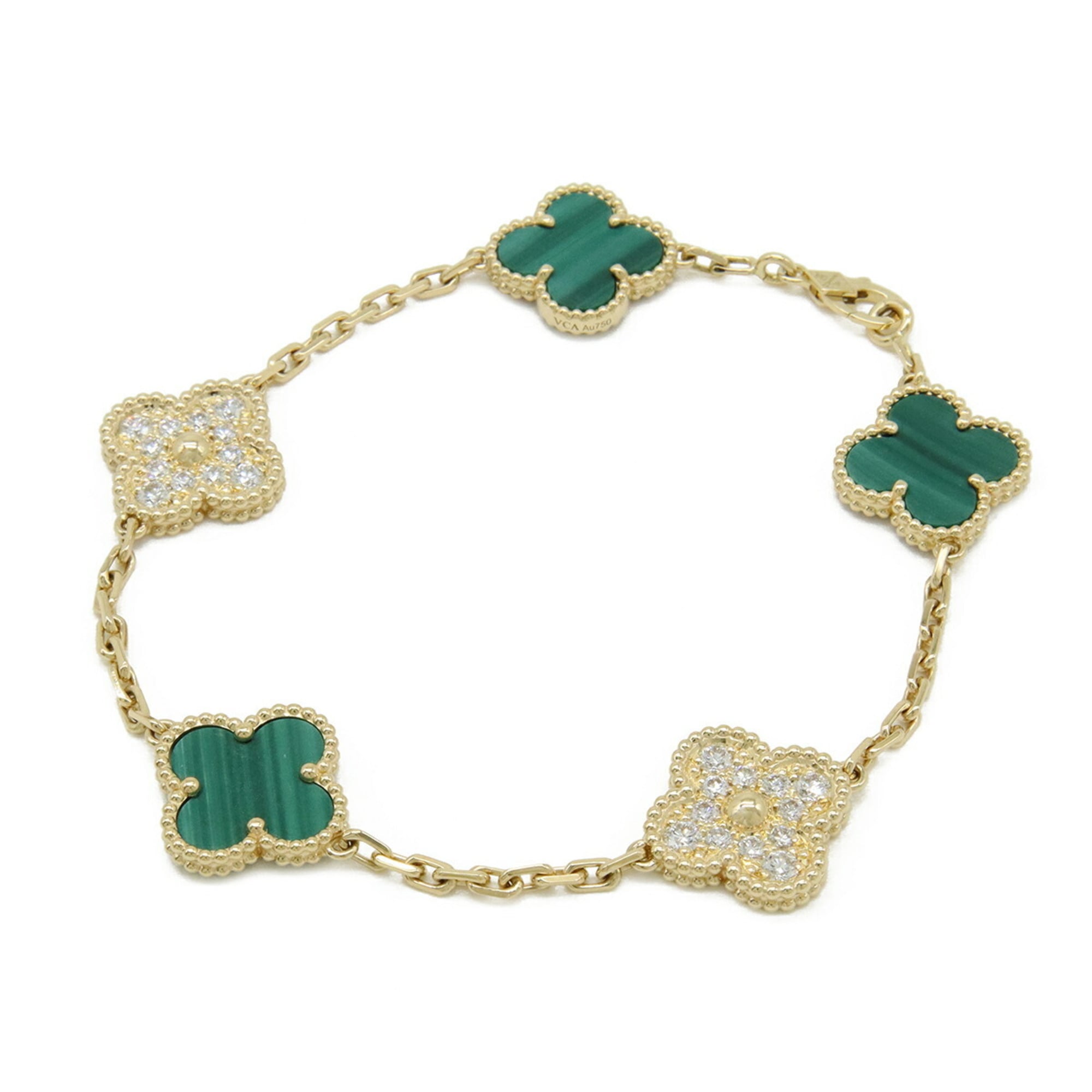 Van Cleef & Arpels Alhambra Bracelet, 5 Motifs, 18K Gold, Diamonds, VCARO7GQ00